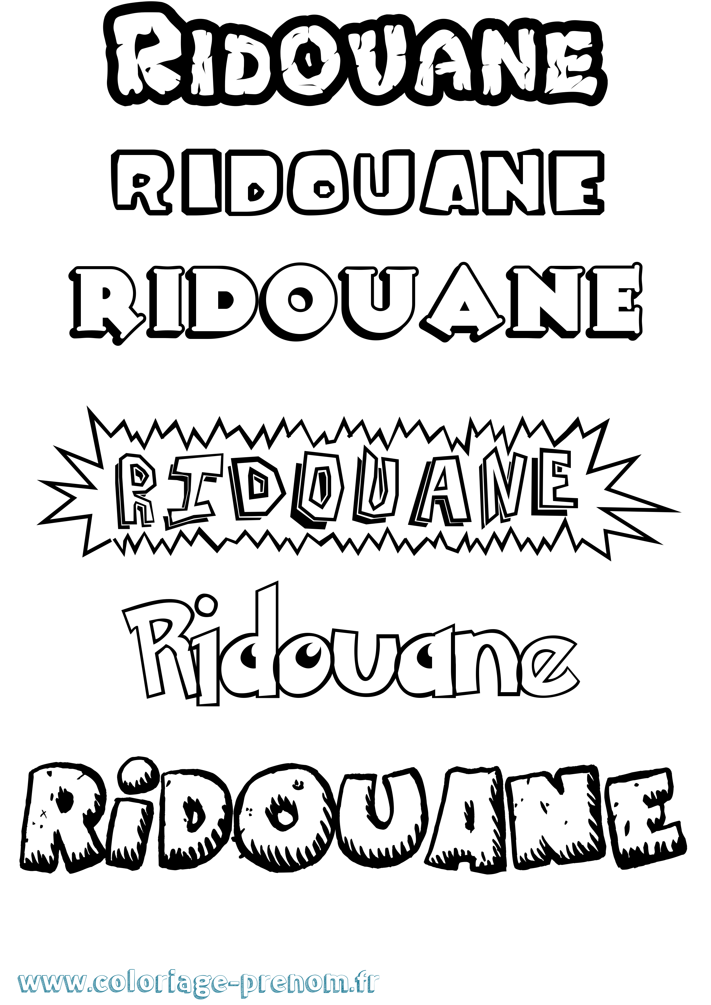 Coloriage Ridouane Dessin Animé Coloriage prénom Ridouane Dessin Animé
