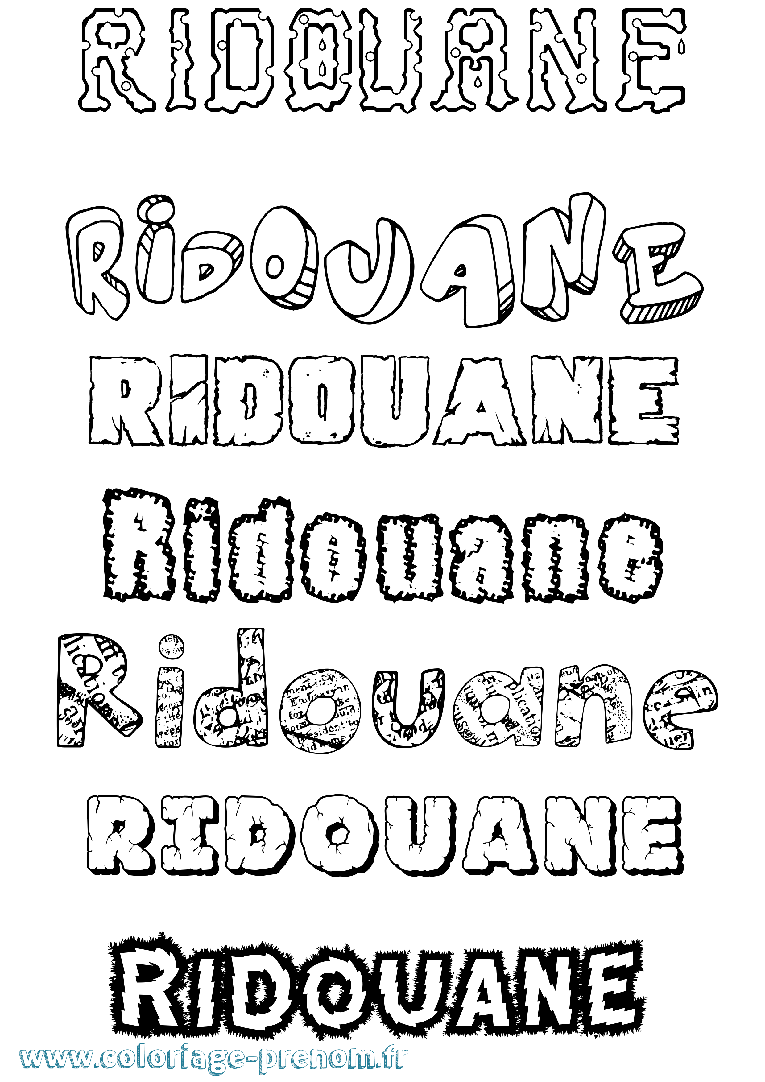 Coloriage Ridouane Destructuré Coloriage prénom Ridouane Destructuré