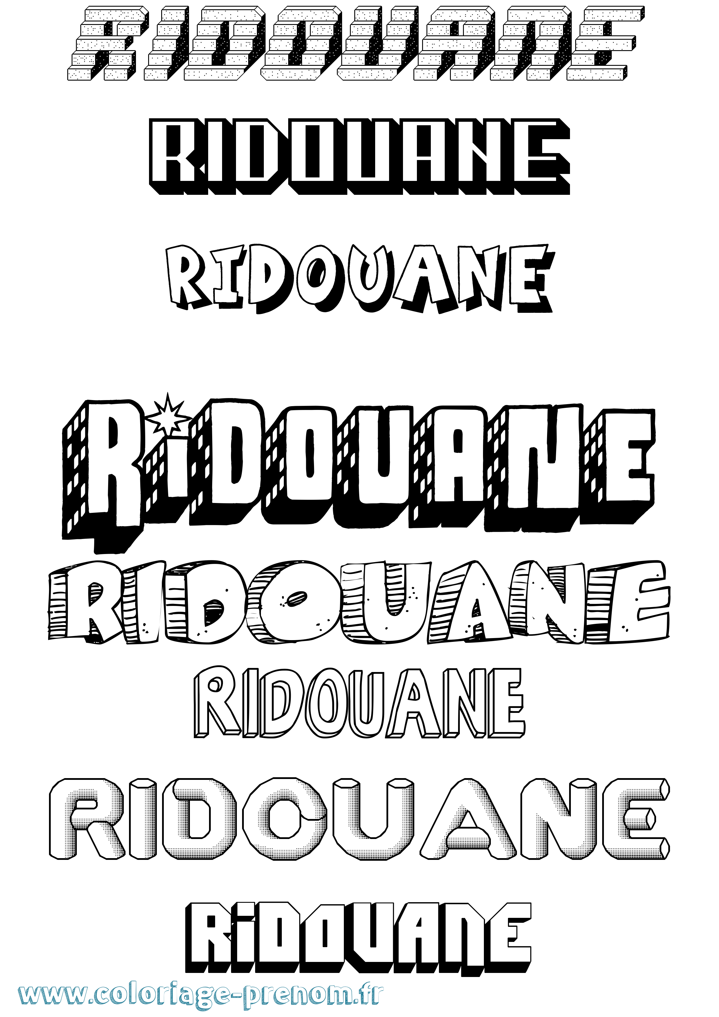 Coloriage Ridouane Effet 3D Coloriage prénom Ridouane Effet 3D