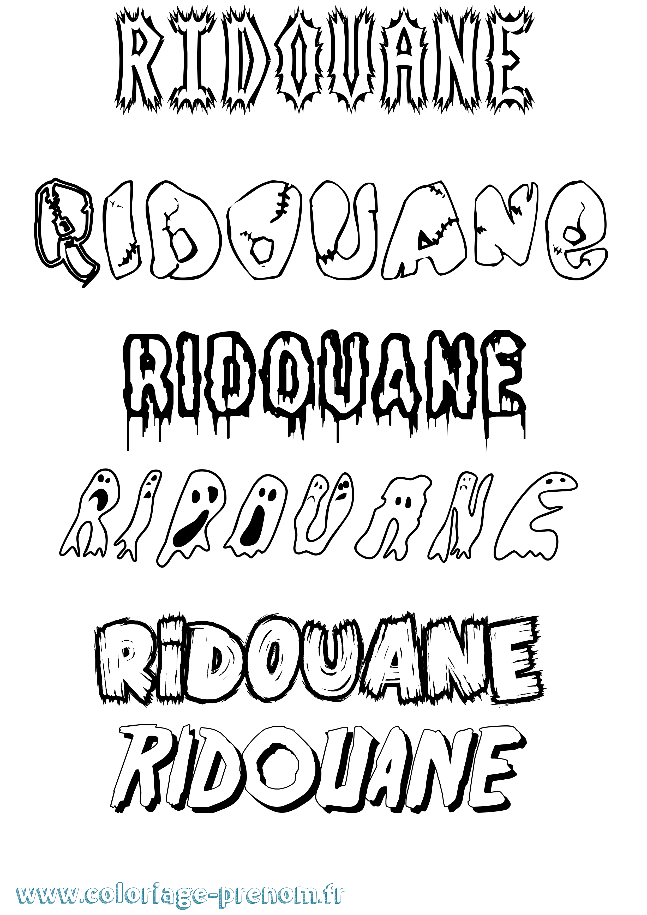 Coloriage Ridouane Frisson Coloriage prénom Ridouane Frisson