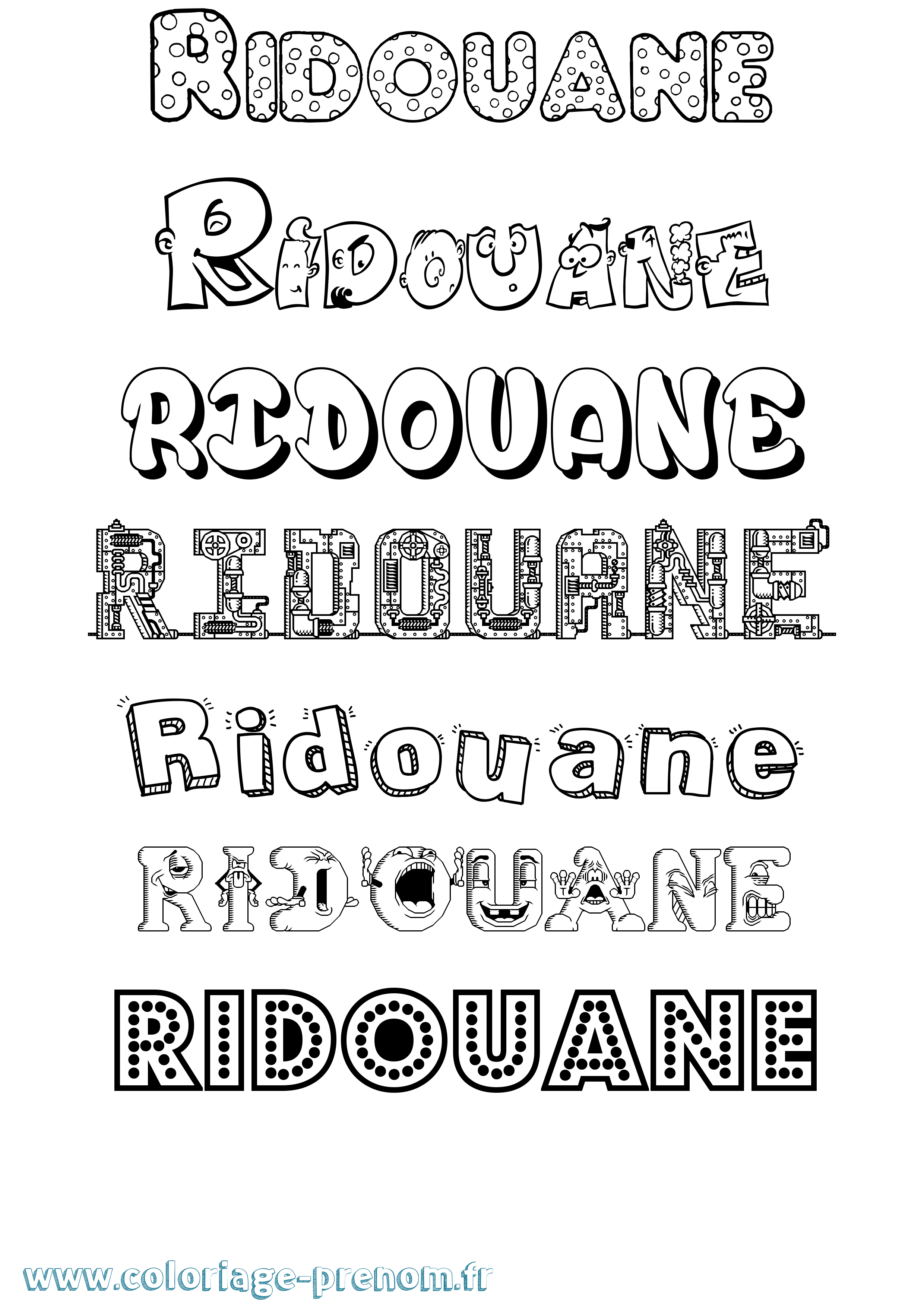 Coloriage Ridouane Fun Coloriage prénom Ridouane Fun