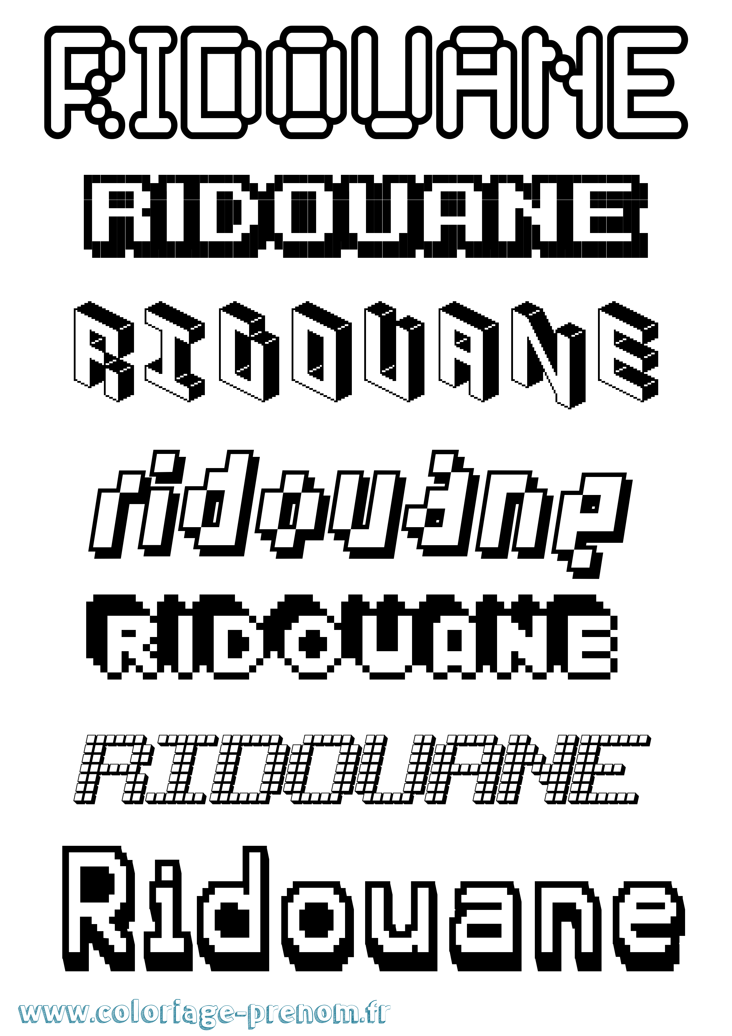 Coloriage Ridouane Pixel Coloriage prénom Ridouane Pixel