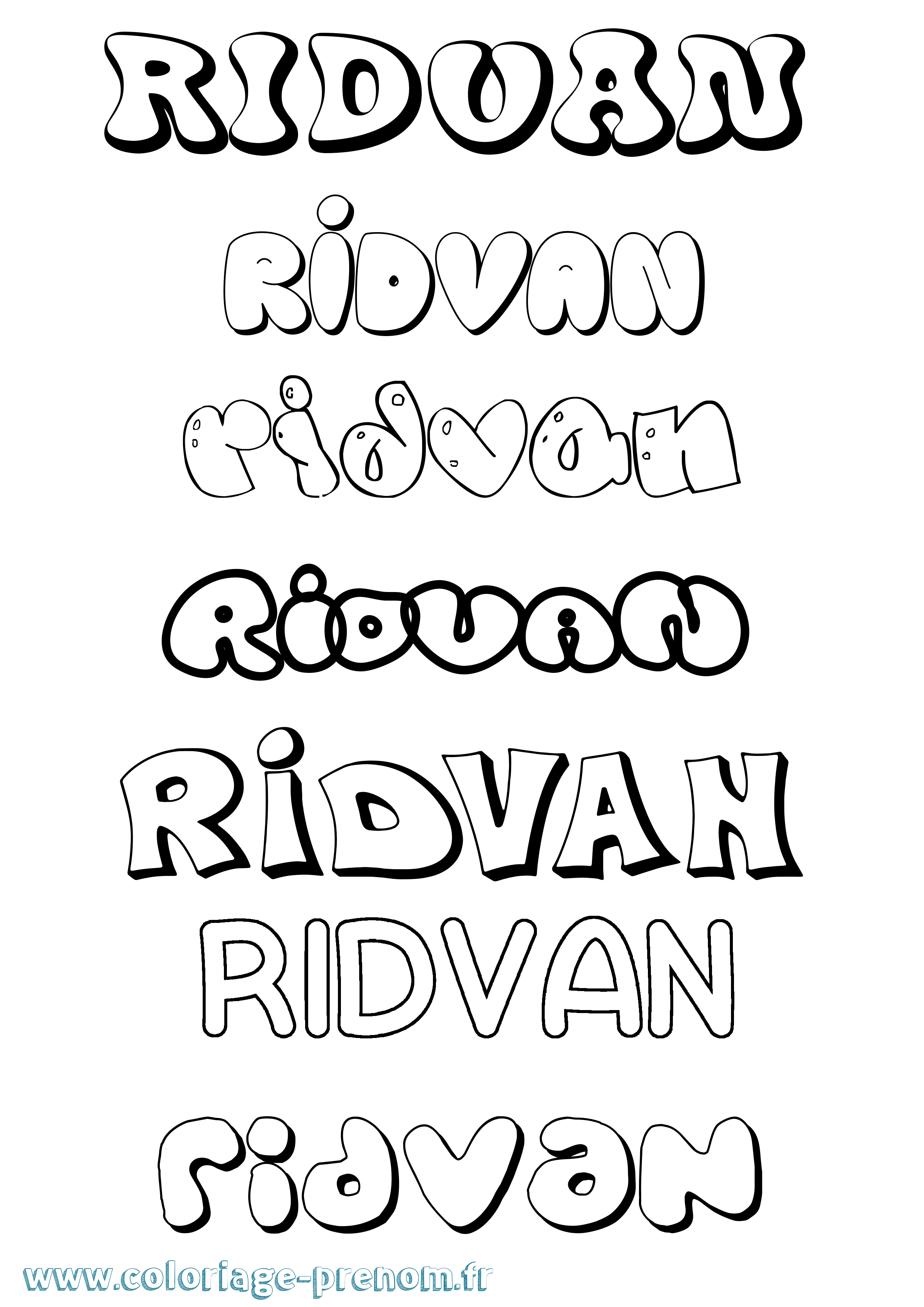 Coloriage Ridvan Bubble Coloriage prénom Ridvan Bubble