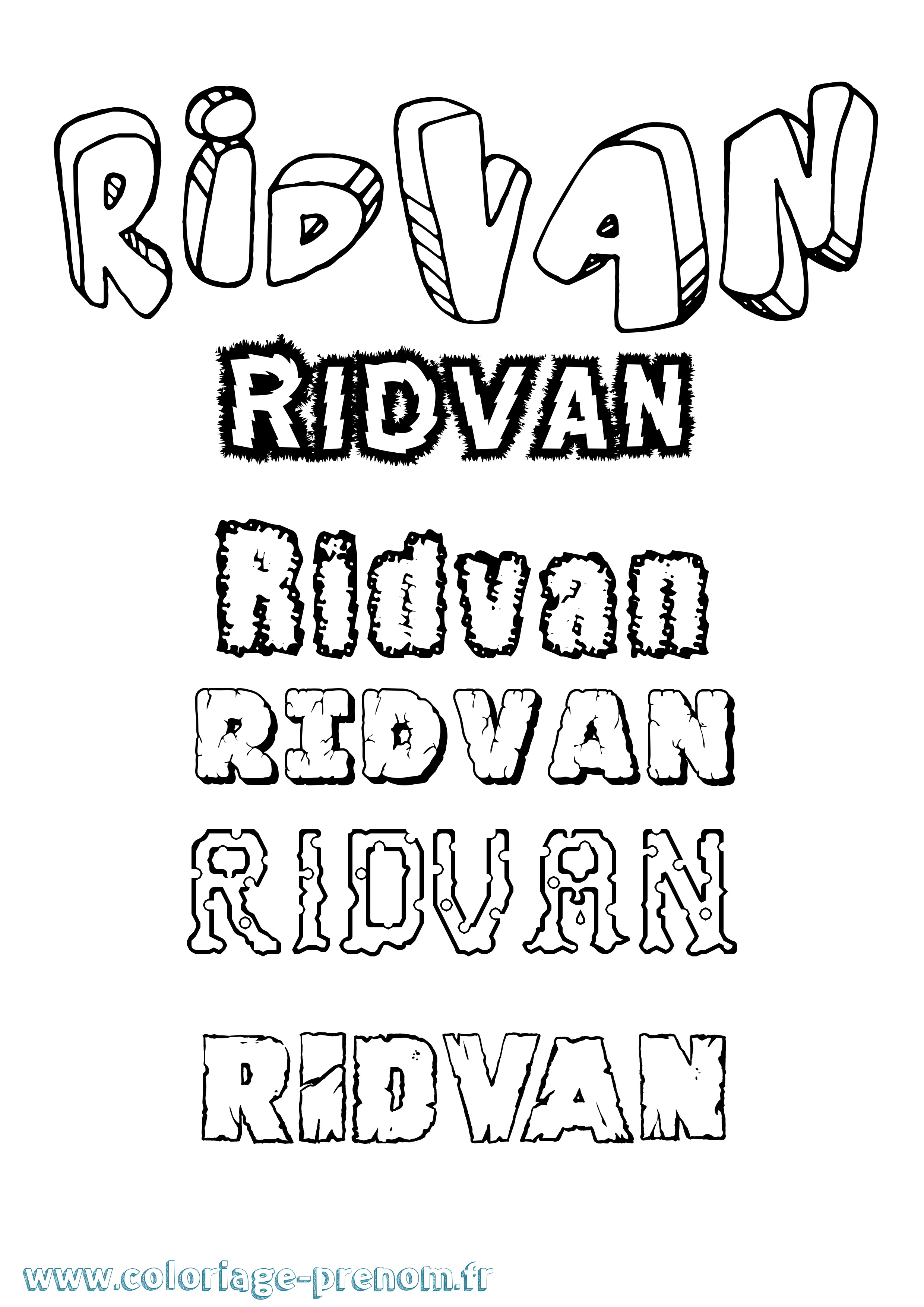 Coloriage Ridvan Destructuré Coloriage prénom Ridvan Destructuré