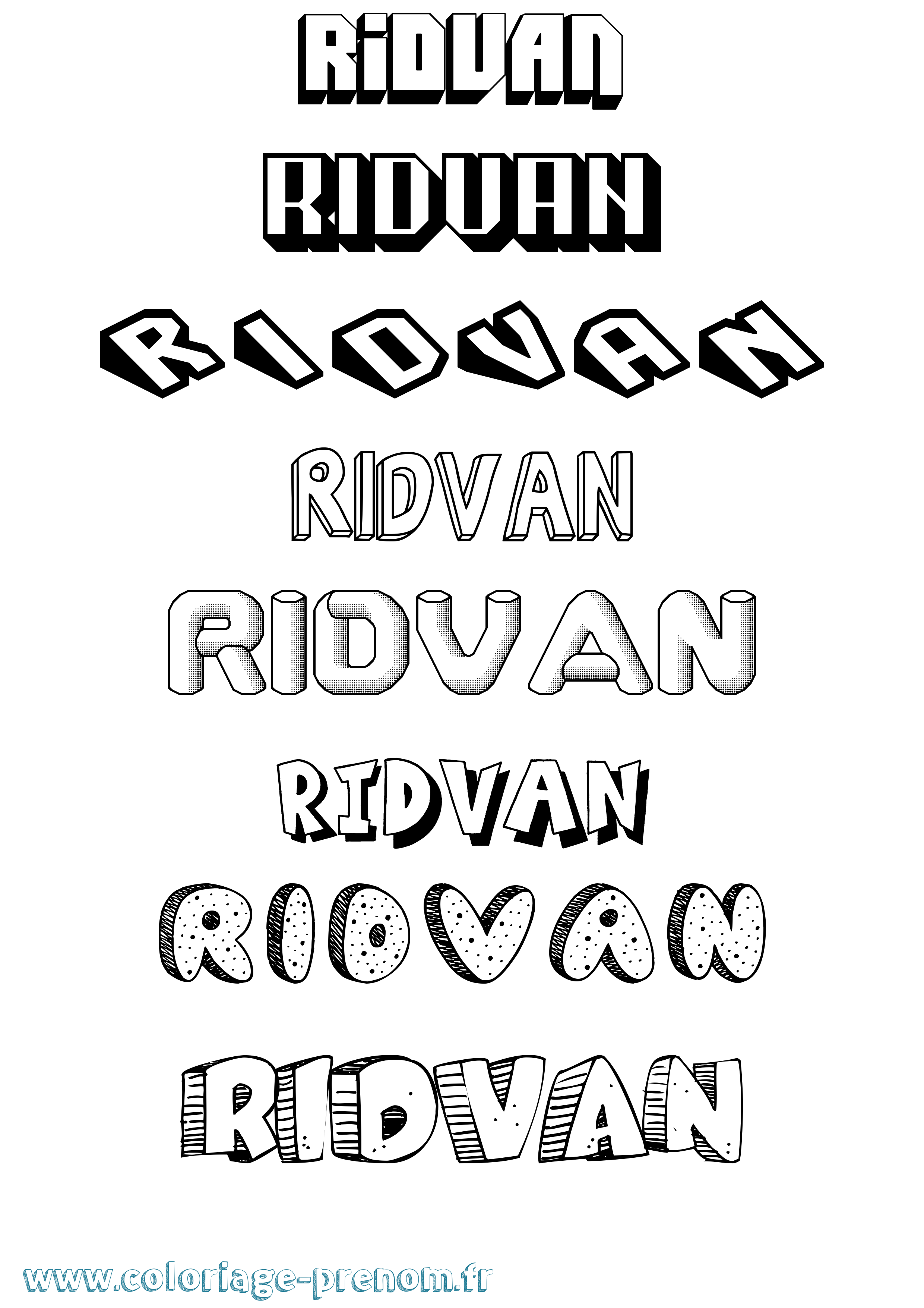 Coloriage Ridvan Effet 3D Coloriage prénom Ridvan Effet 3D