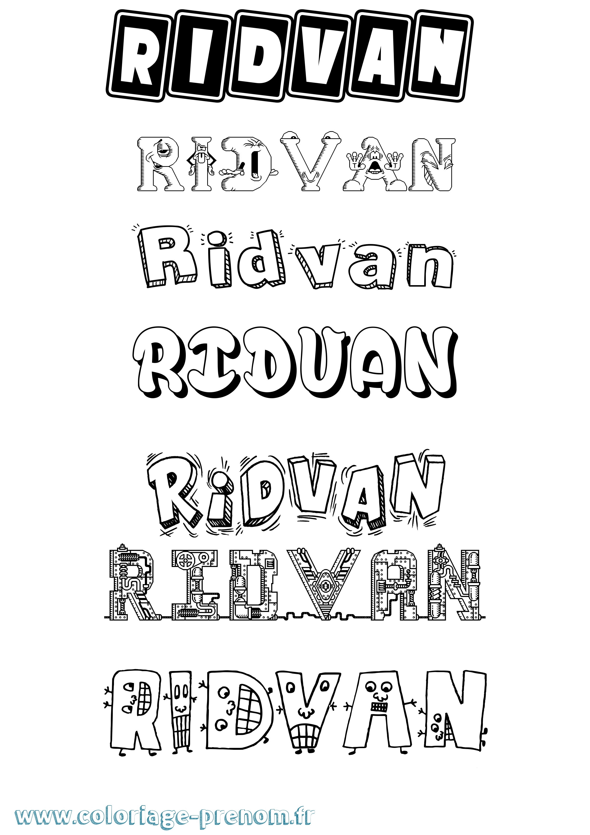 Coloriage Ridvan Fun Coloriage prénom Ridvan Fun