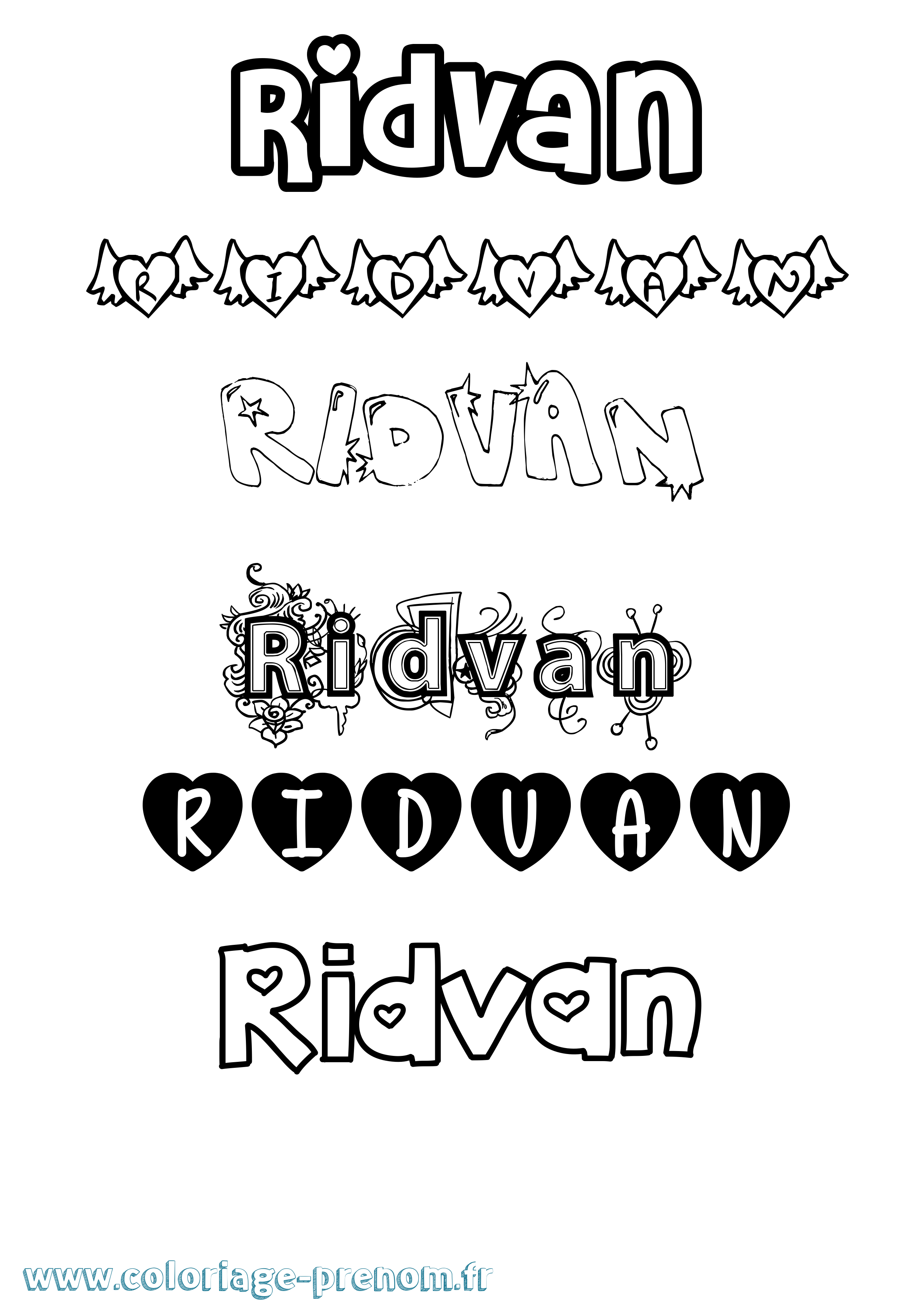 Coloriage Ridvan Girly Coloriage prénom Ridvan Girly