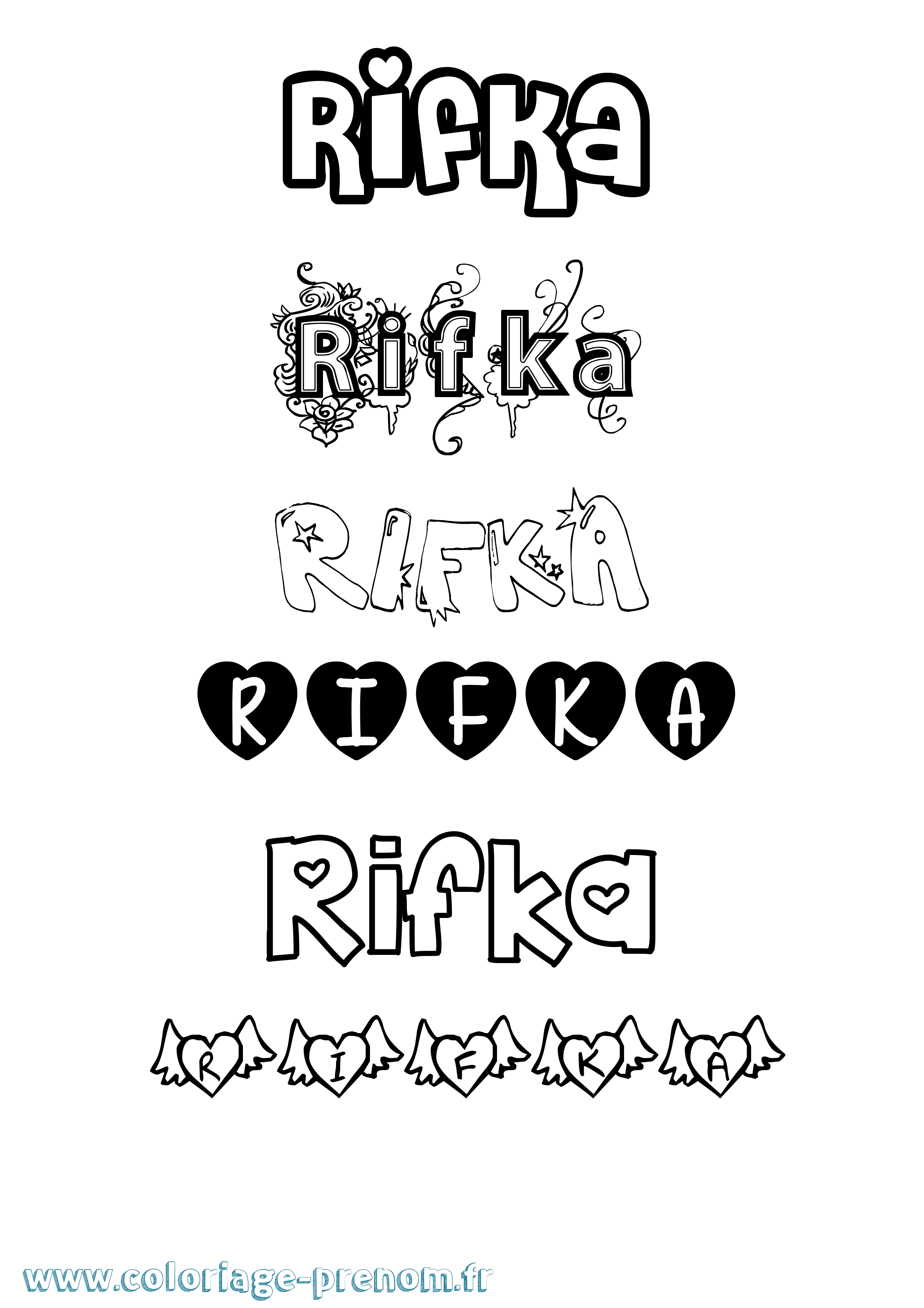 Coloriage Rifka Girly Coloriage prénom Rifka Girly
