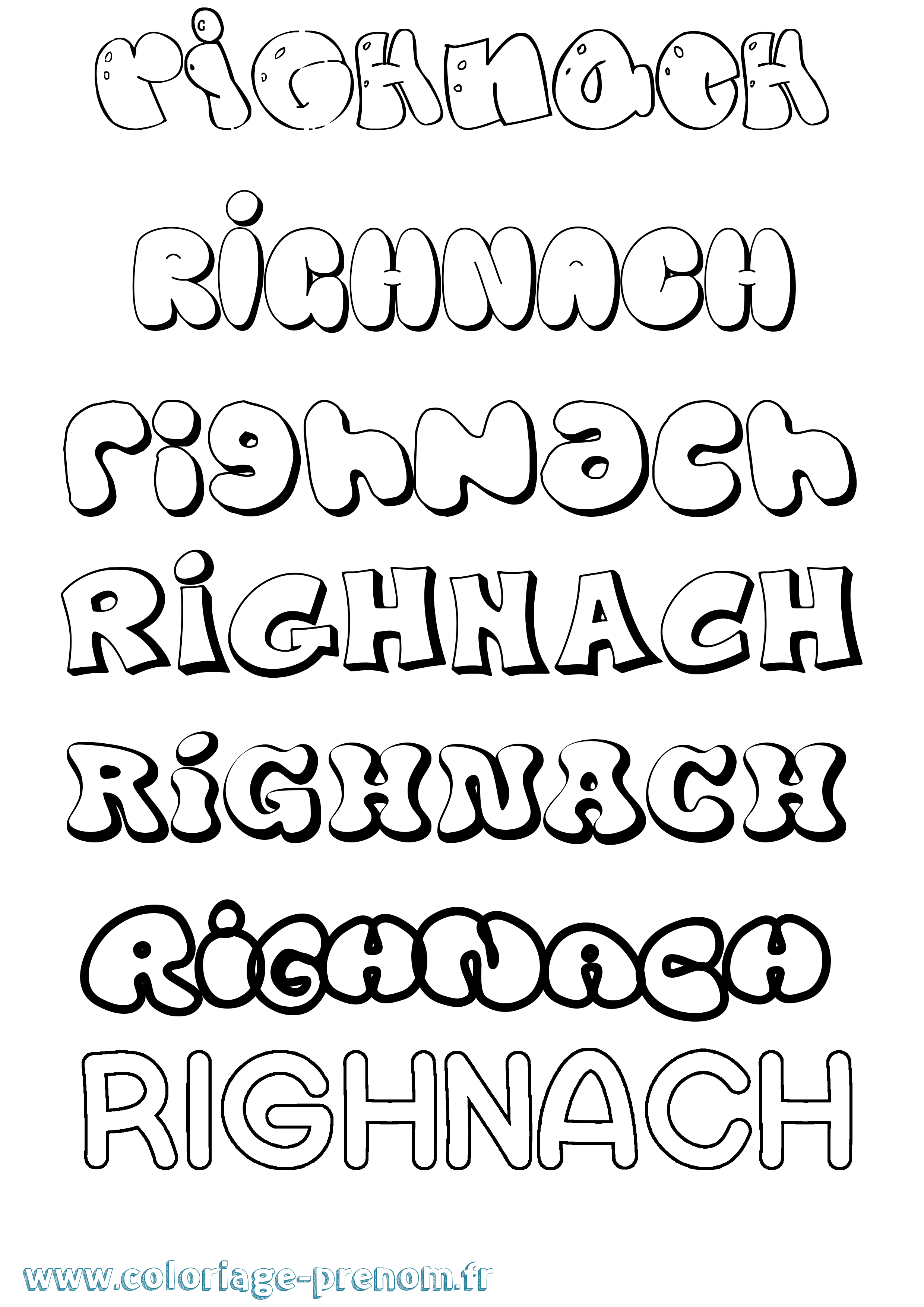 Coloriage Ríghnach Bubble Coloriage prénom Ríghnach Bubble