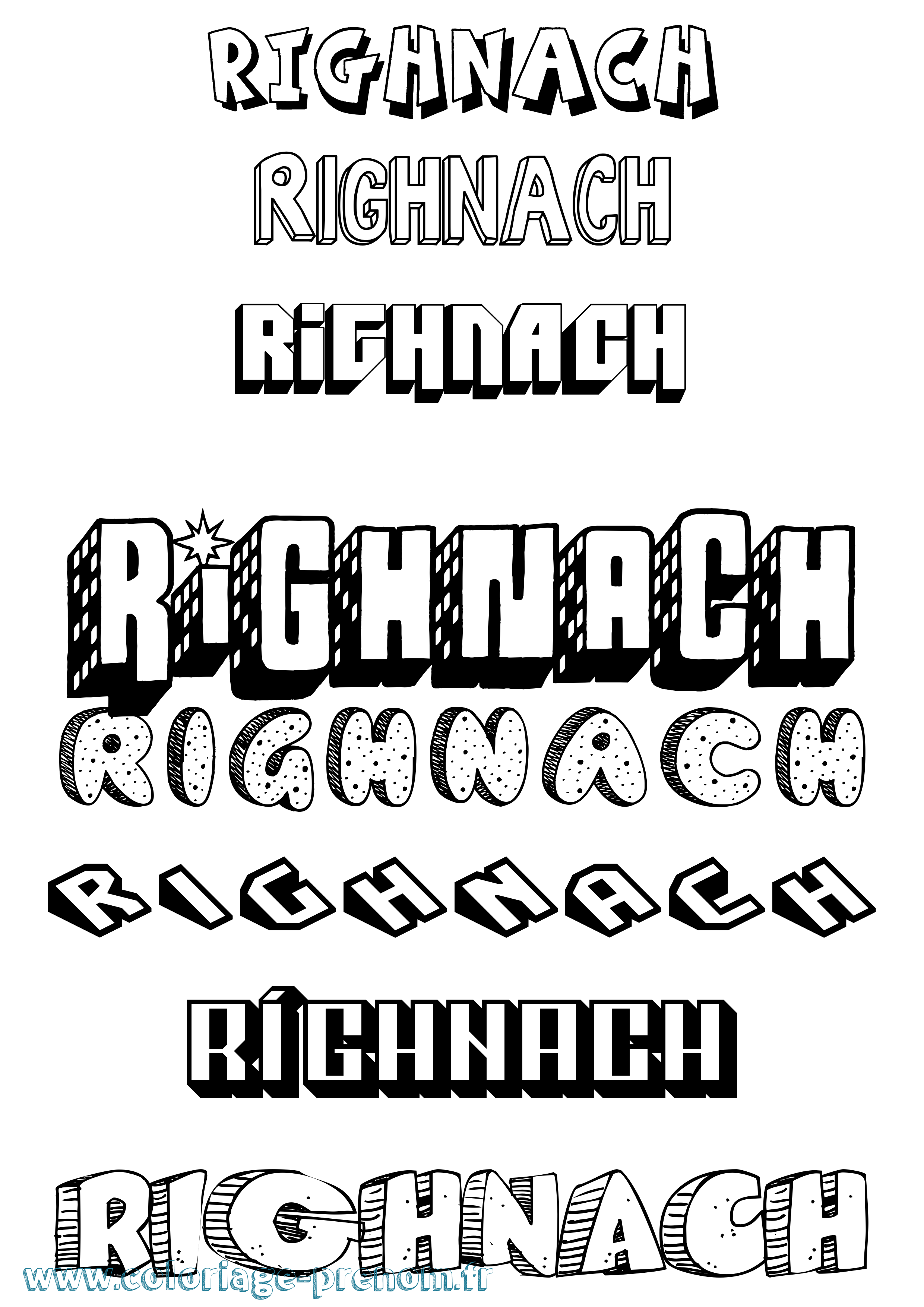 Coloriage Ríghnach Effet 3D Coloriage prénom Ríghnach Effet 3D