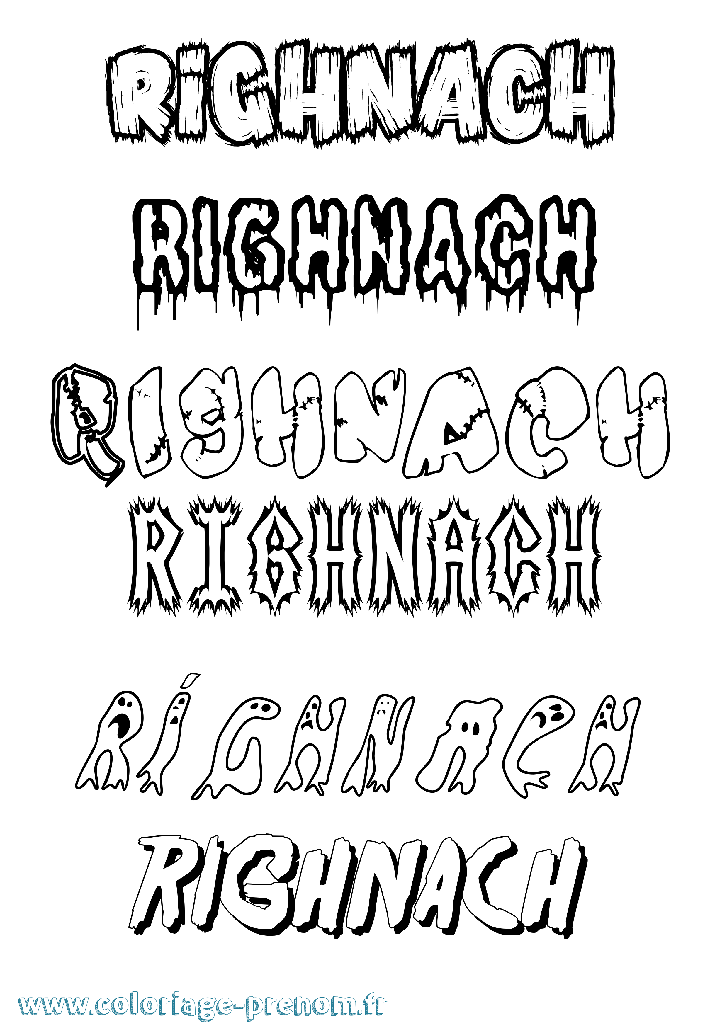 Coloriage Ríghnach Frisson Coloriage prénom Ríghnach Frisson