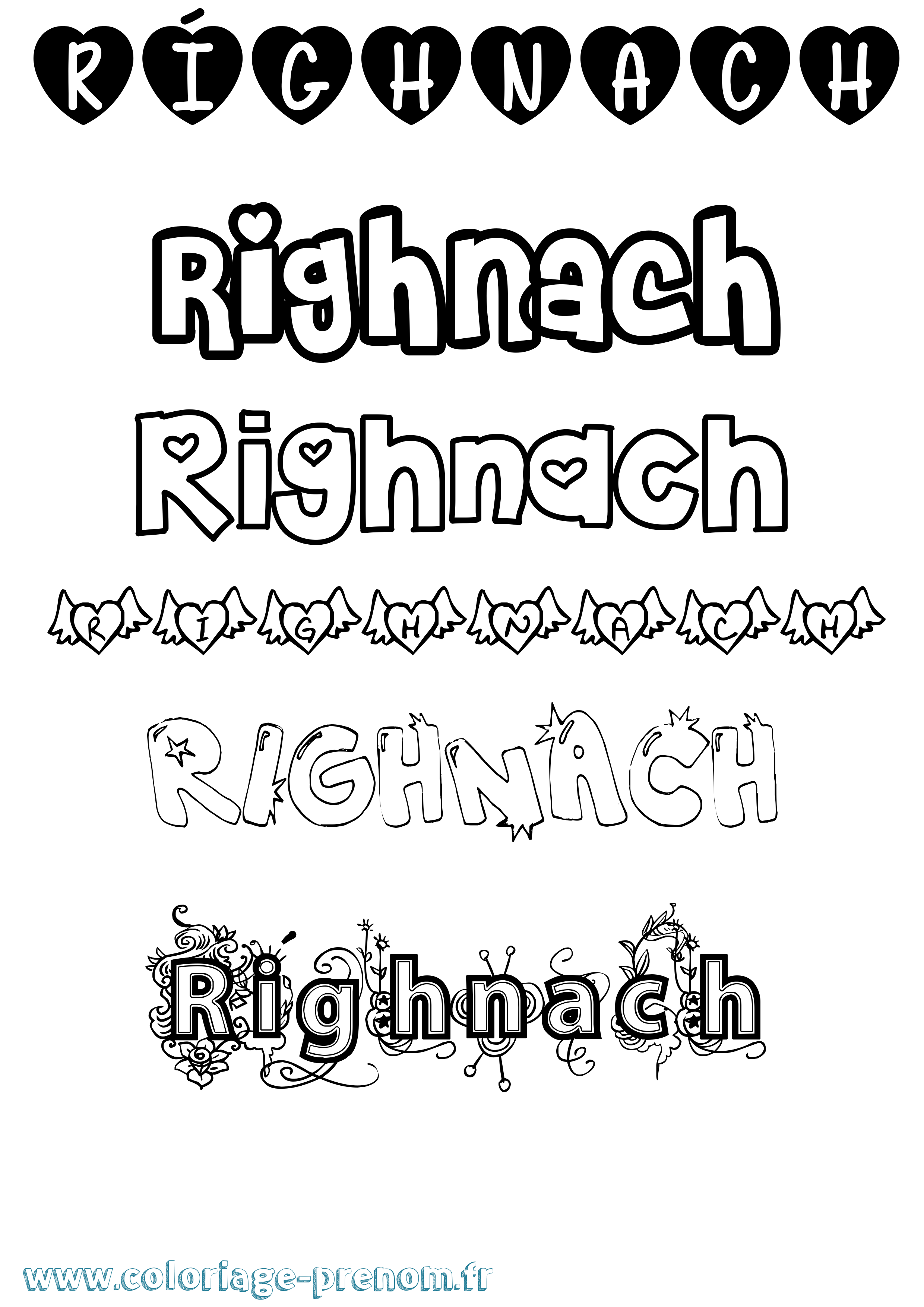 Coloriage Ríghnach Girly Coloriage prénom Ríghnach Girly
