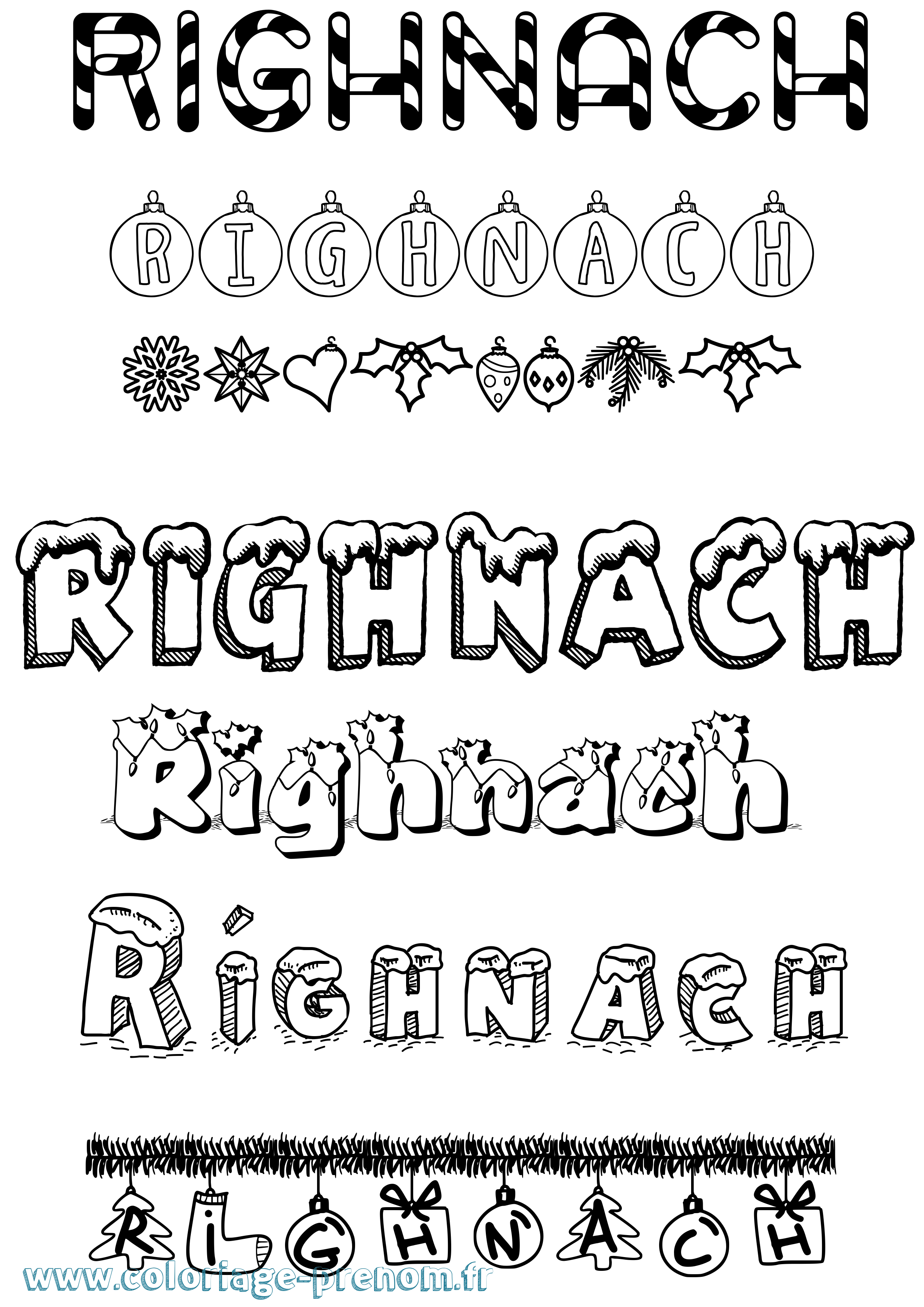Coloriage Ríghnach Noël Coloriage prénom Ríghnach Noël