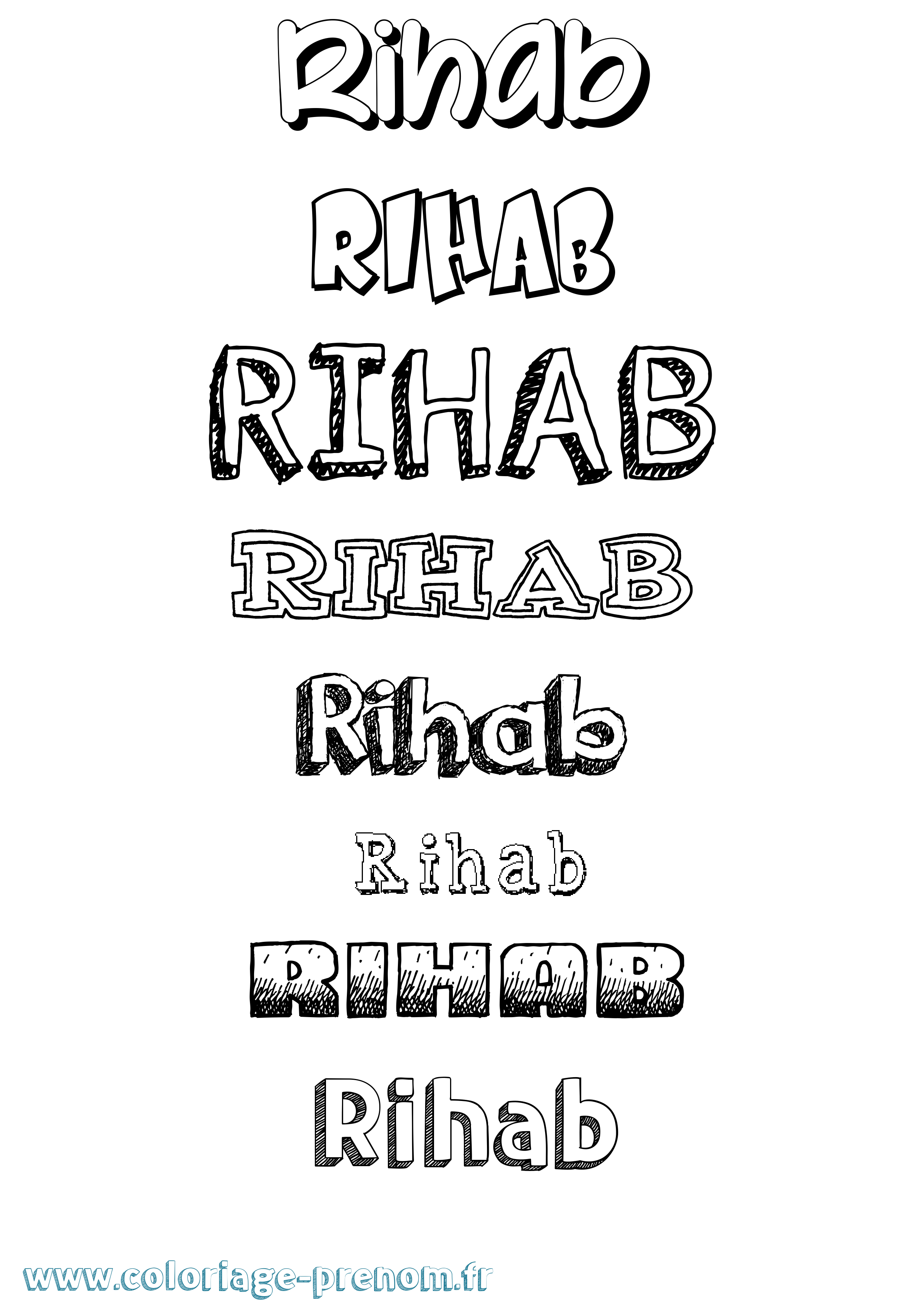 Coloriage Rihab Dessiné Coloriage prénom Rihab Dessiné