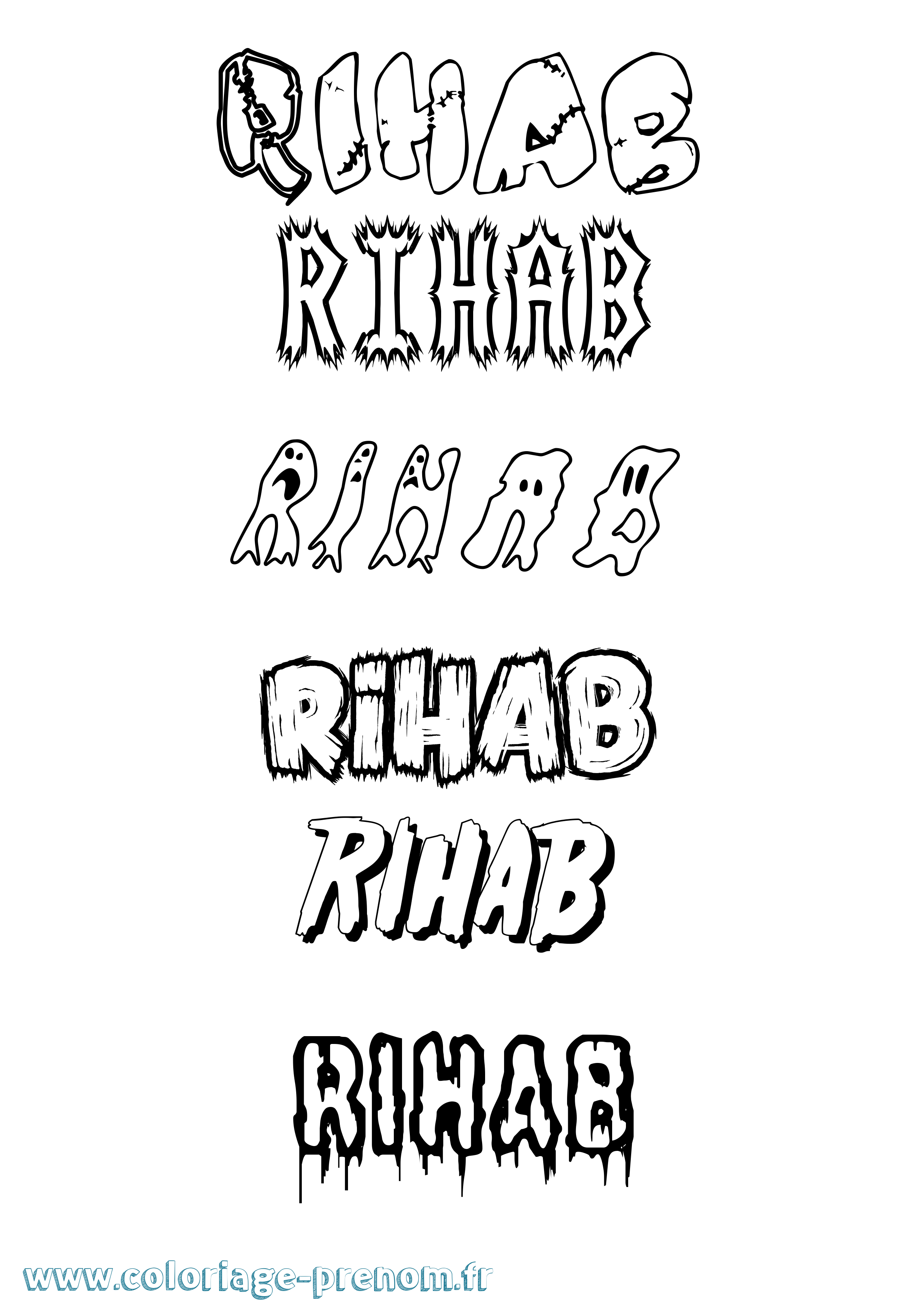 Coloriage Rihab Frisson Coloriage prénom Rihab Frisson