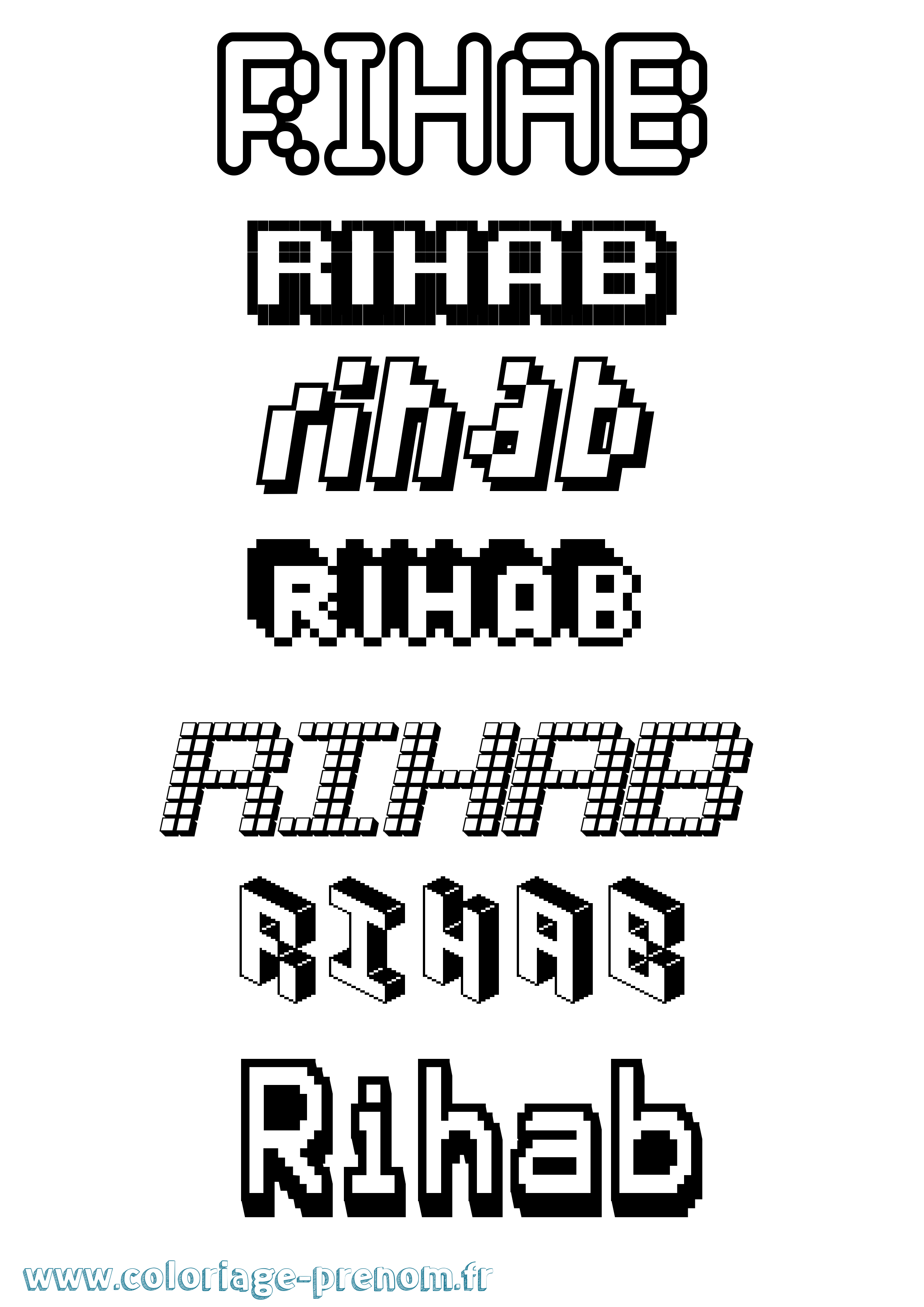 Coloriage Rihab Pixel Coloriage prénom Rihab Pixel