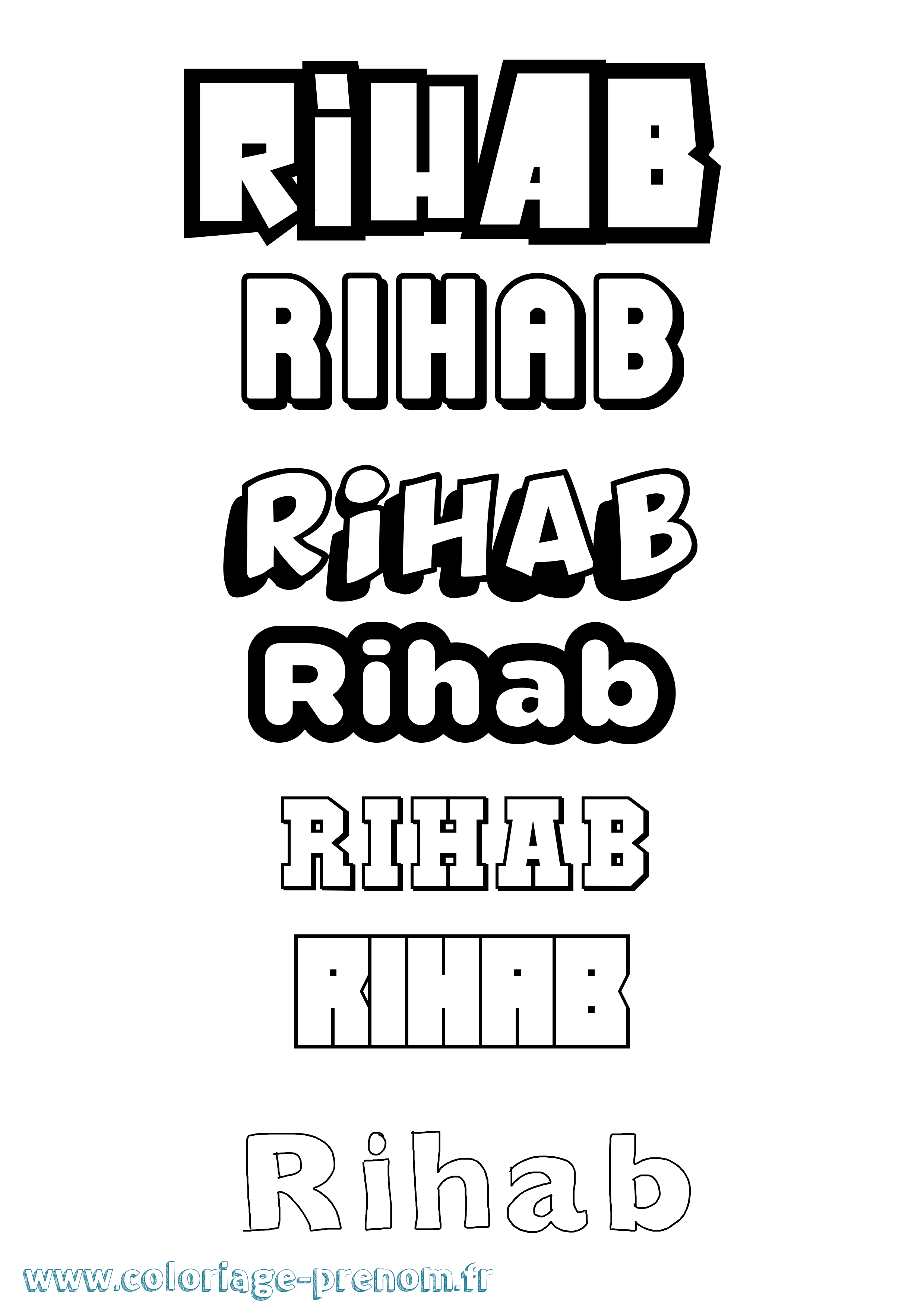 Coloriage Rihab Simple Coloriage prénom Rihab Simple