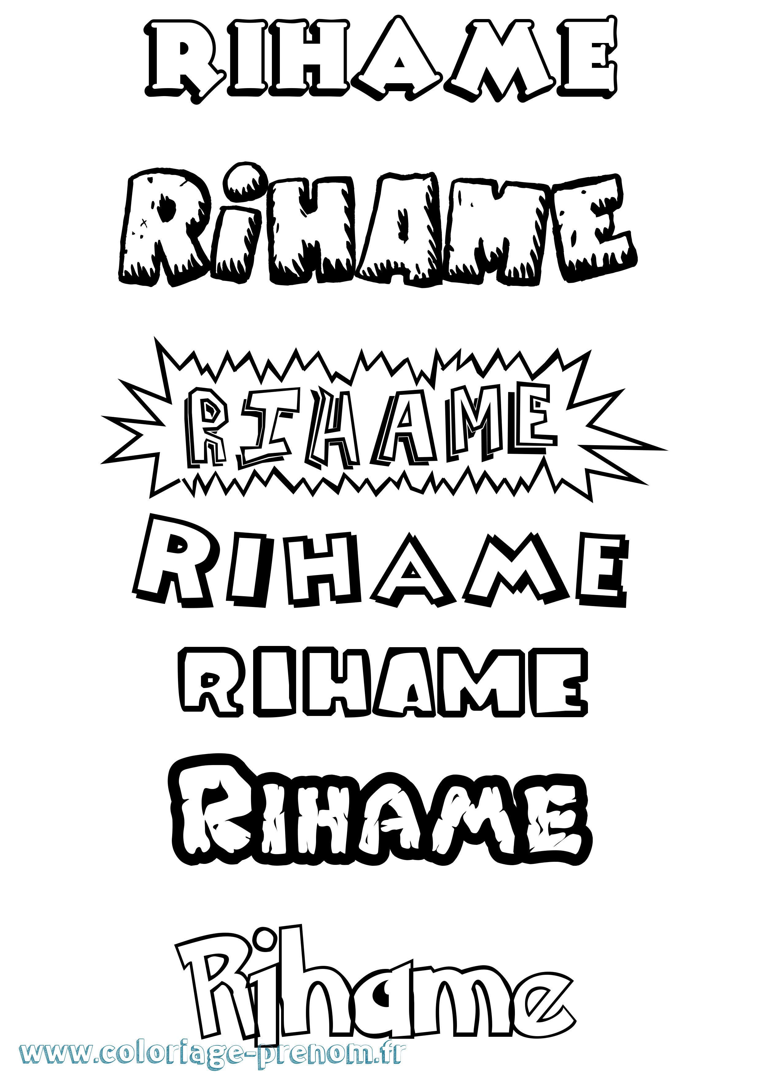 Coloriage Rihame Dessin Animé Coloriage prénom Rihame Dessin Animé