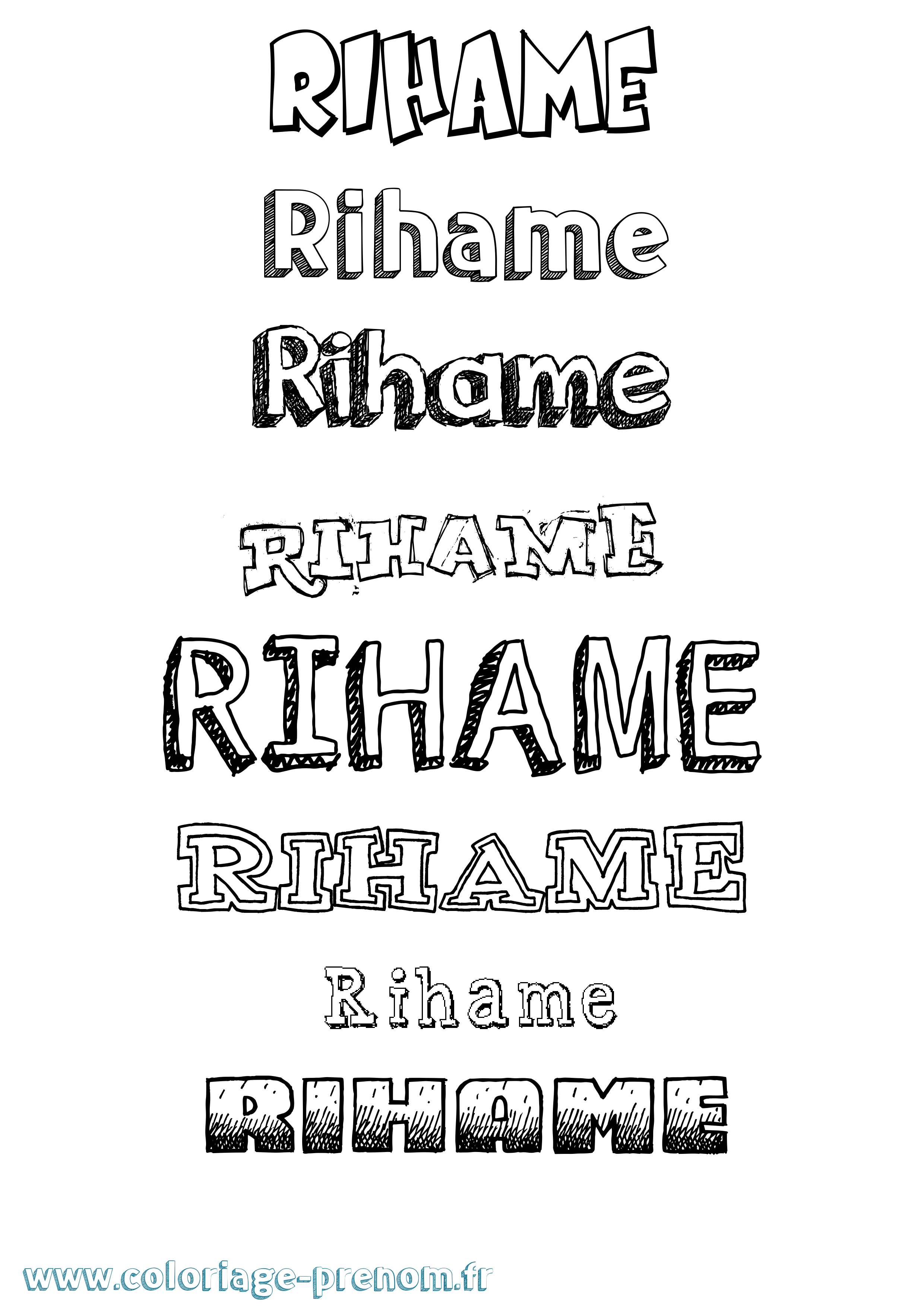 Coloriage Rihame Dessiné Coloriage prénom Rihame Dessiné