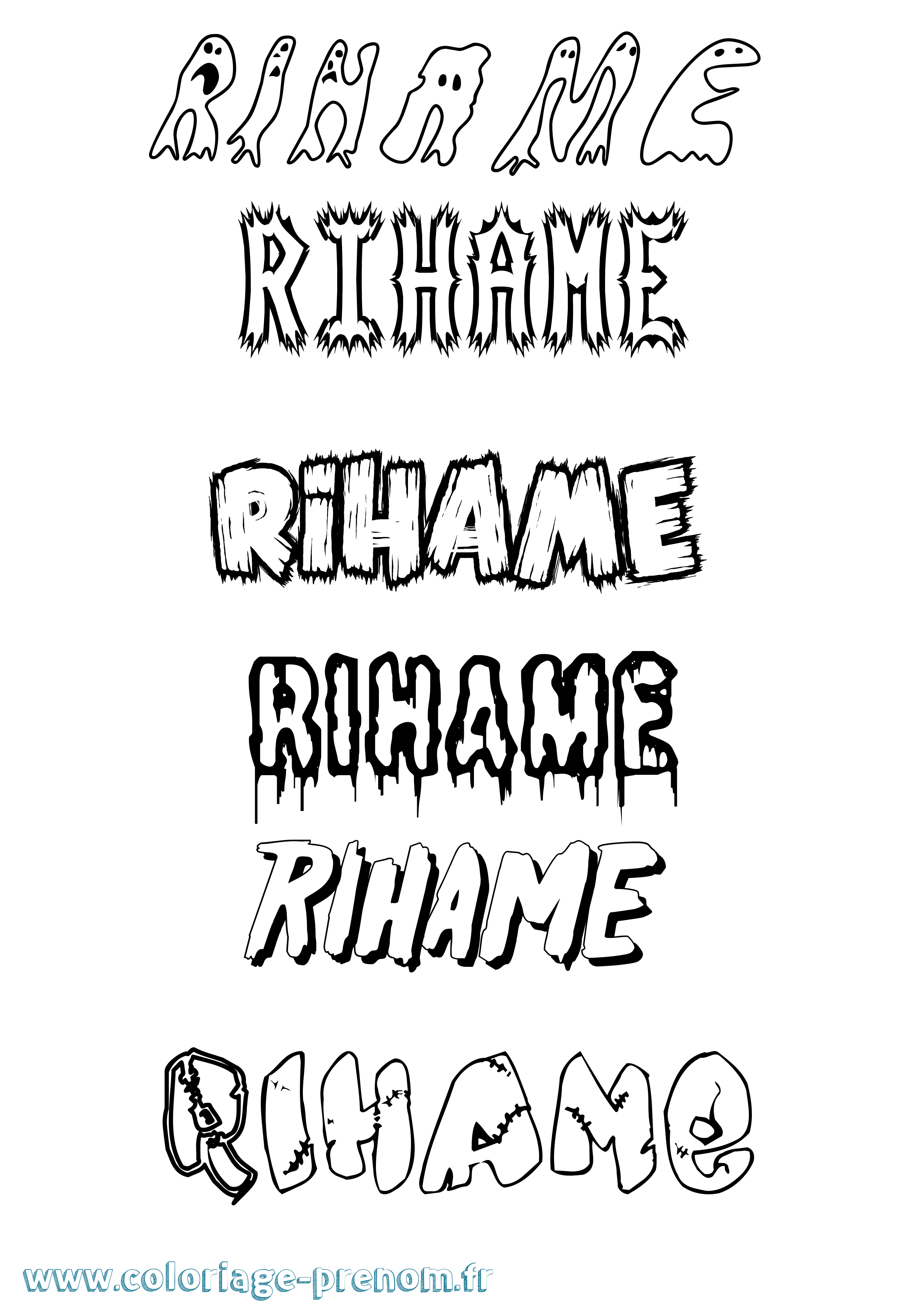 Coloriage Rihame Frisson Coloriage prénom Rihame Frisson