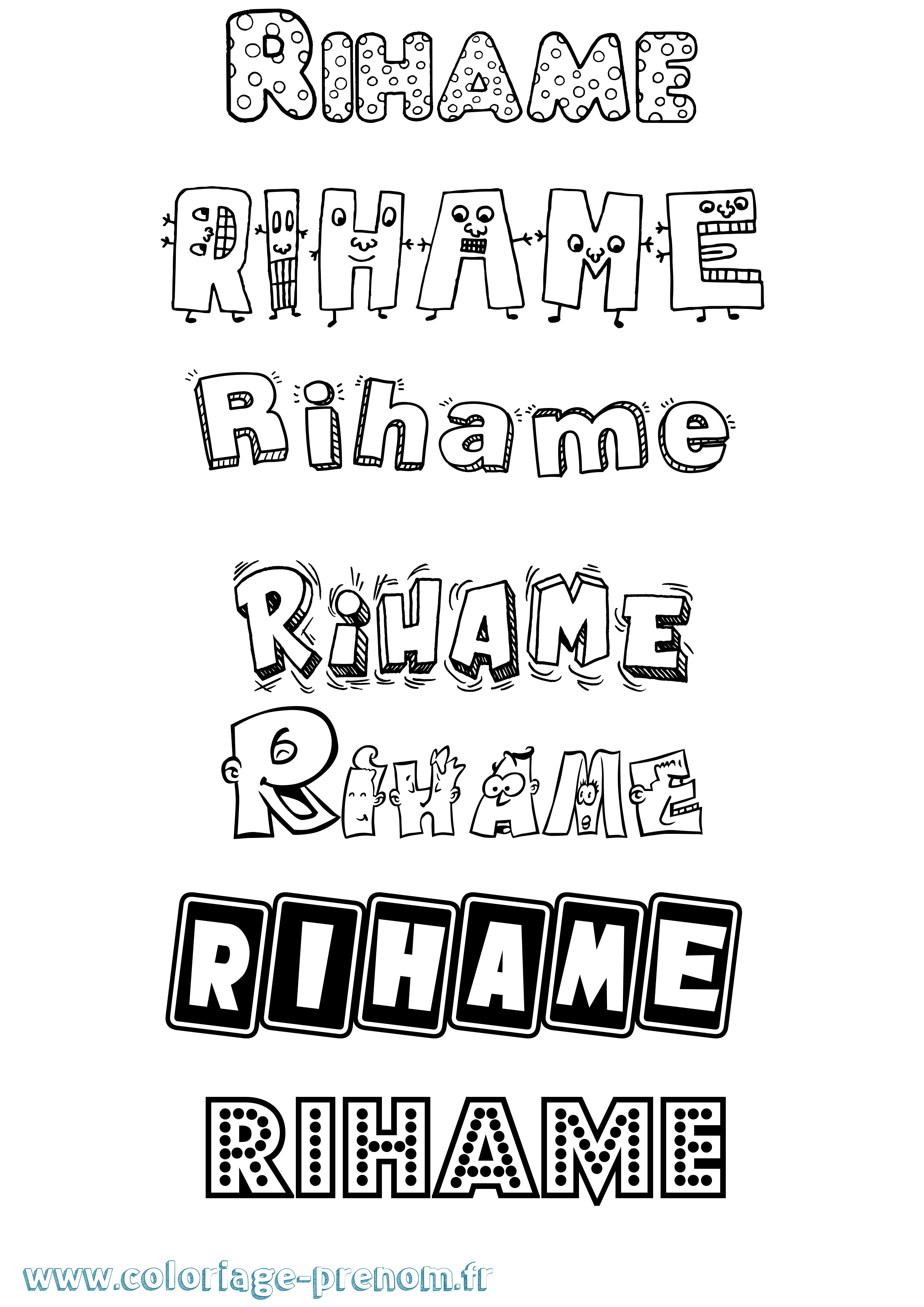 Coloriage Rihame Fun Coloriage prénom Rihame Fun