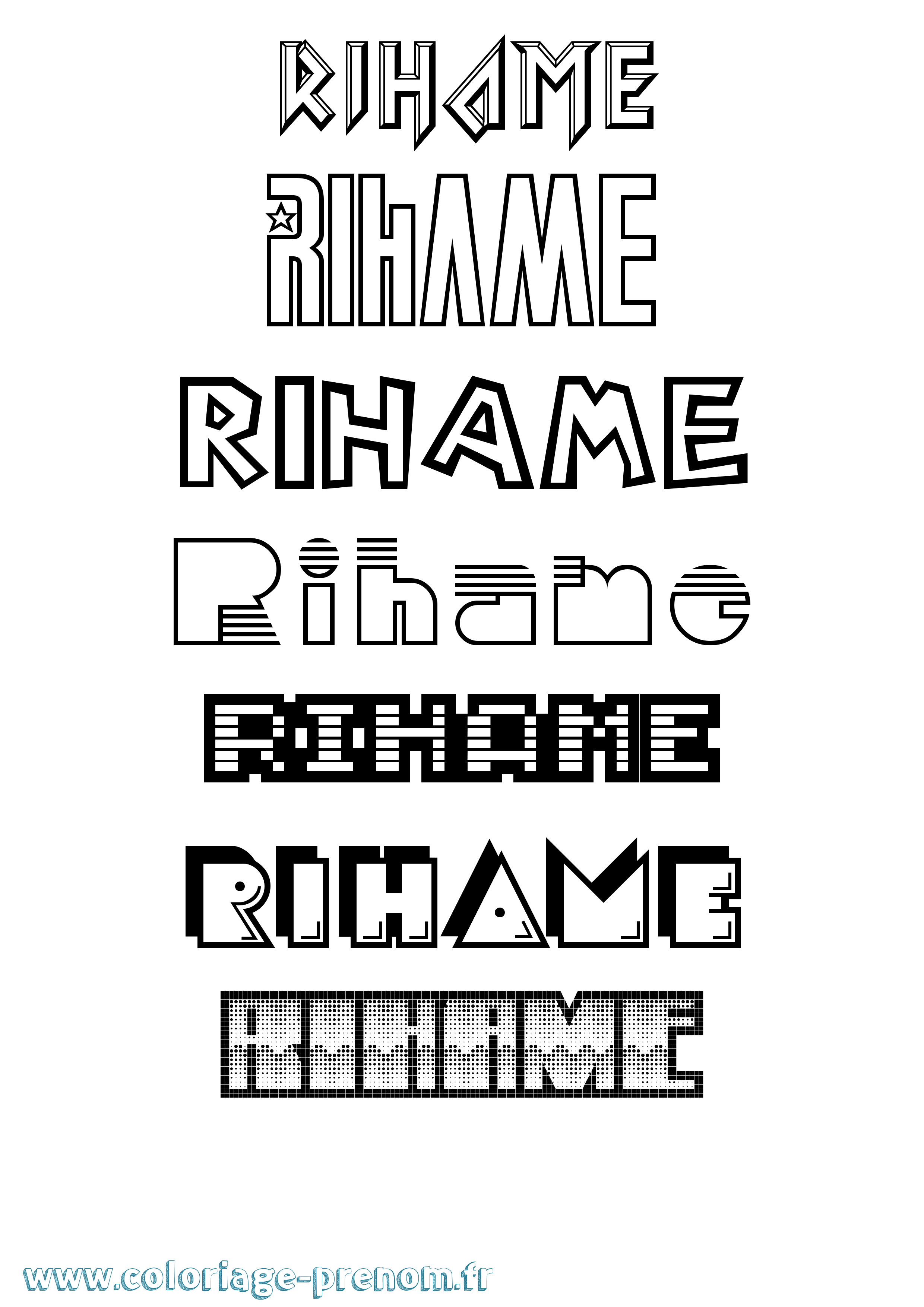 Coloriage Rihame Jeux Vidéos Coloriage prénom Rihame Jeux Vidéos