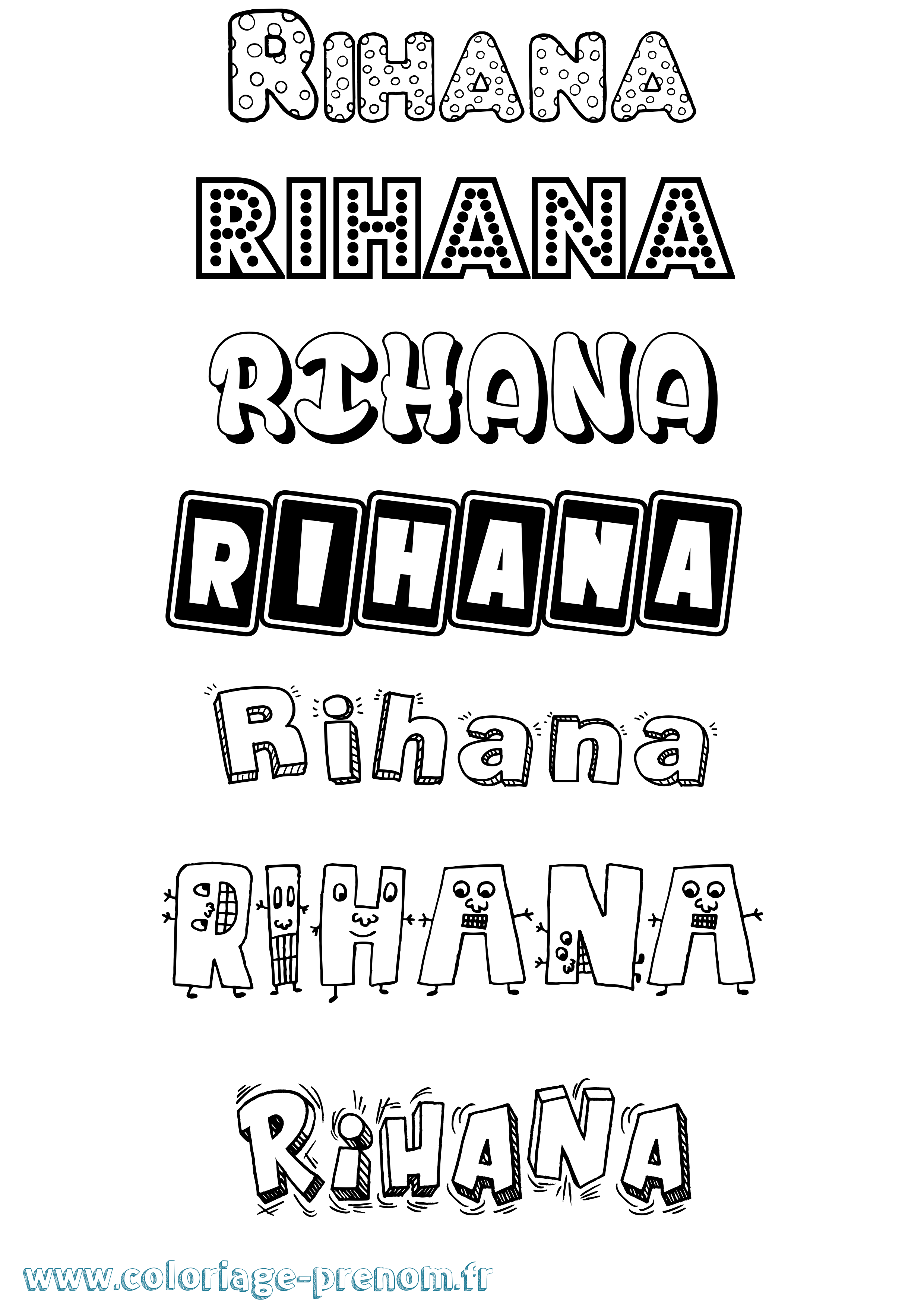 Coloriage Rihana Fun Coloriage prénom Rihana Fun