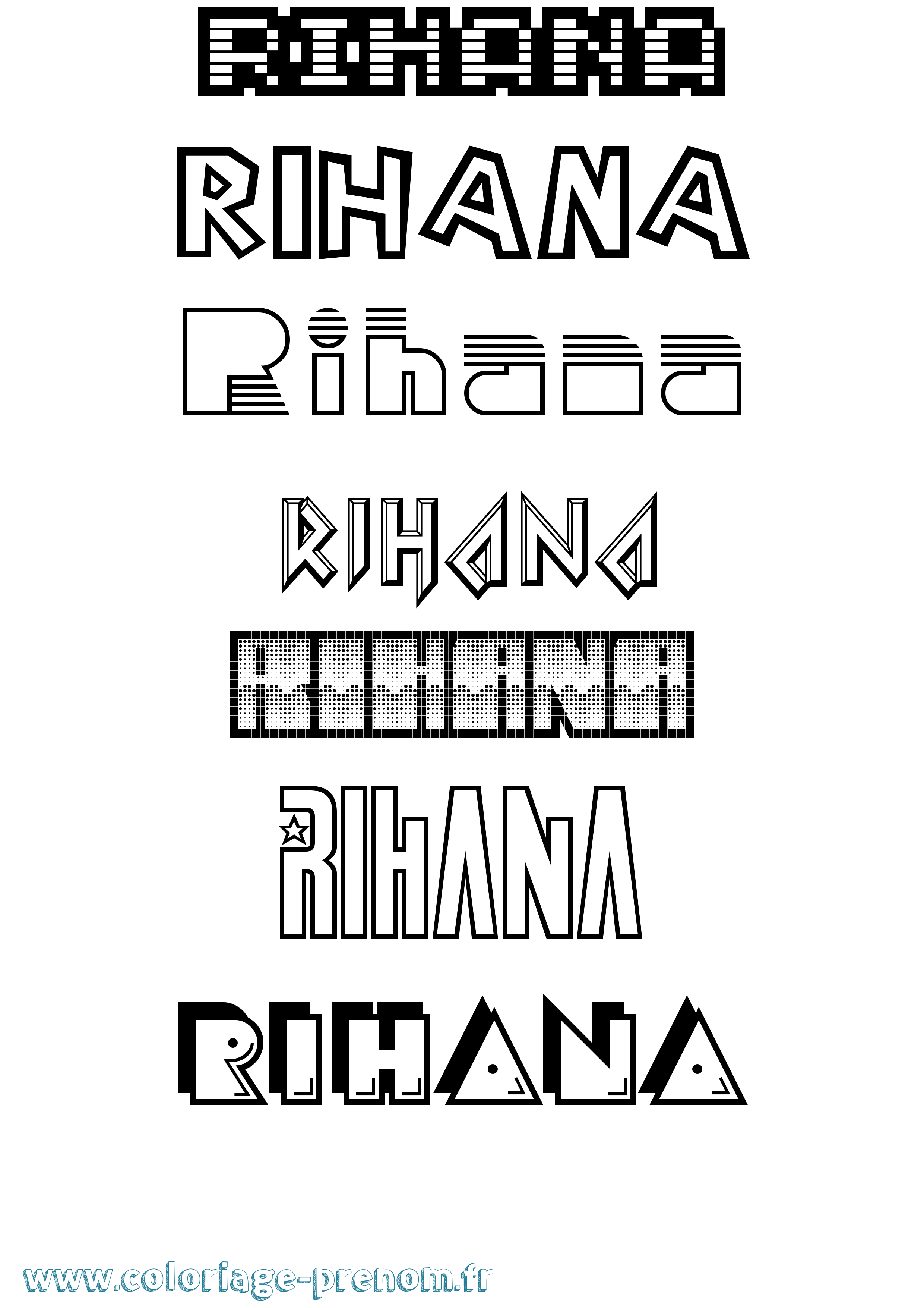 Coloriage Rihana Jeux Vidéos Coloriage prénom Rihana Jeux Vidéos