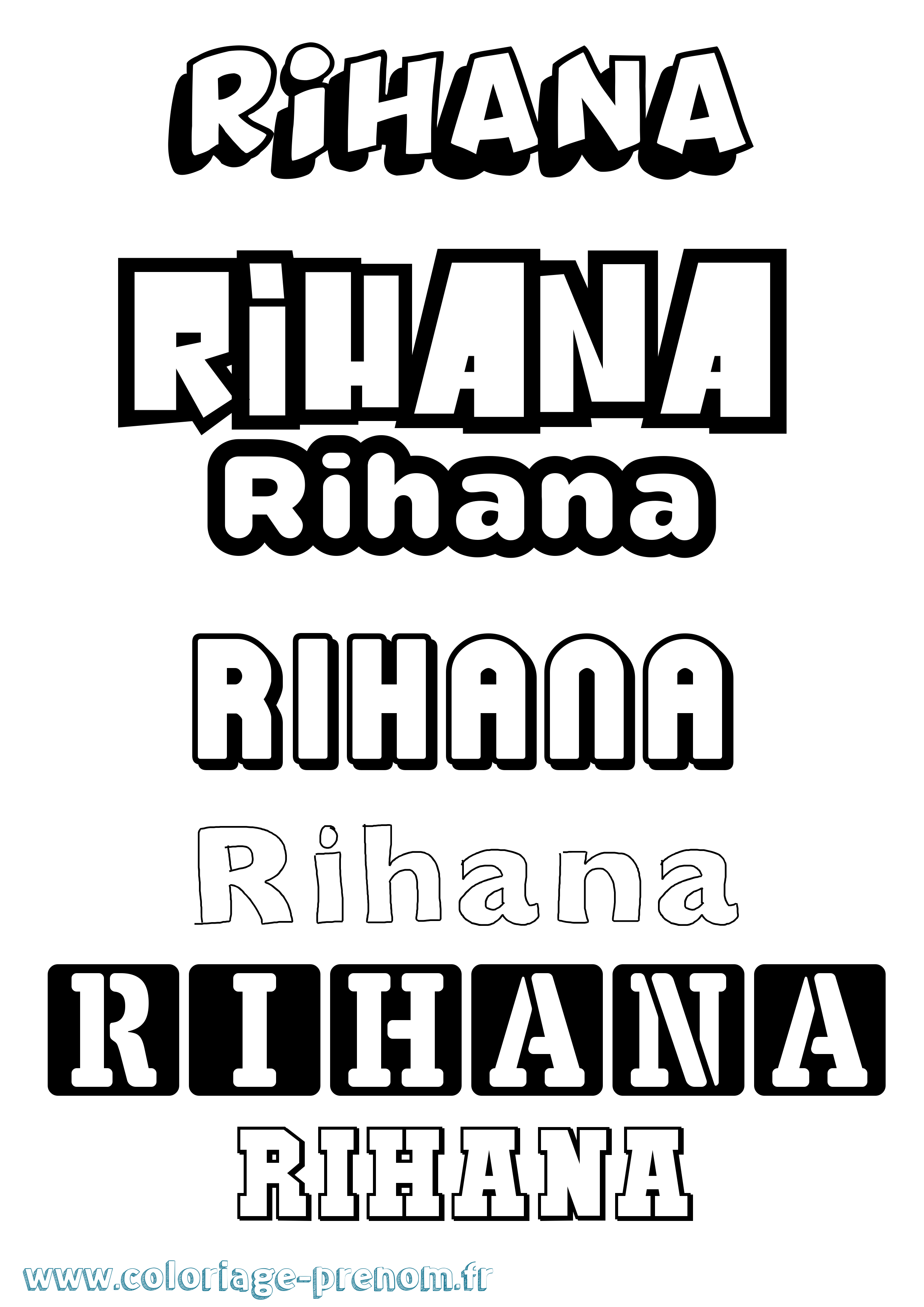 Coloriage Rihana Simple Coloriage prénom Rihana Simple
