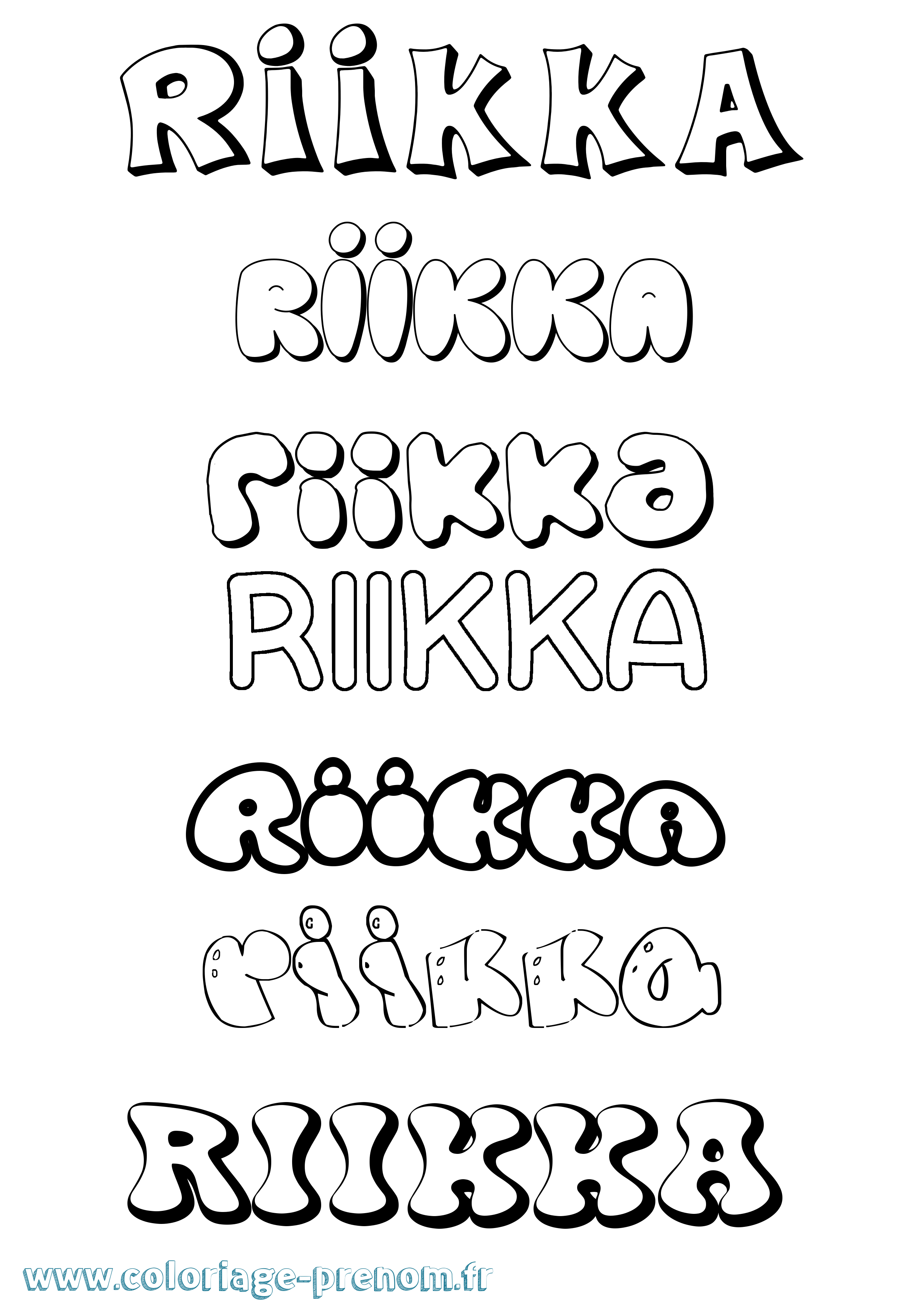 Coloriage Riikka Bubble Coloriage prénom Riikka Bubble