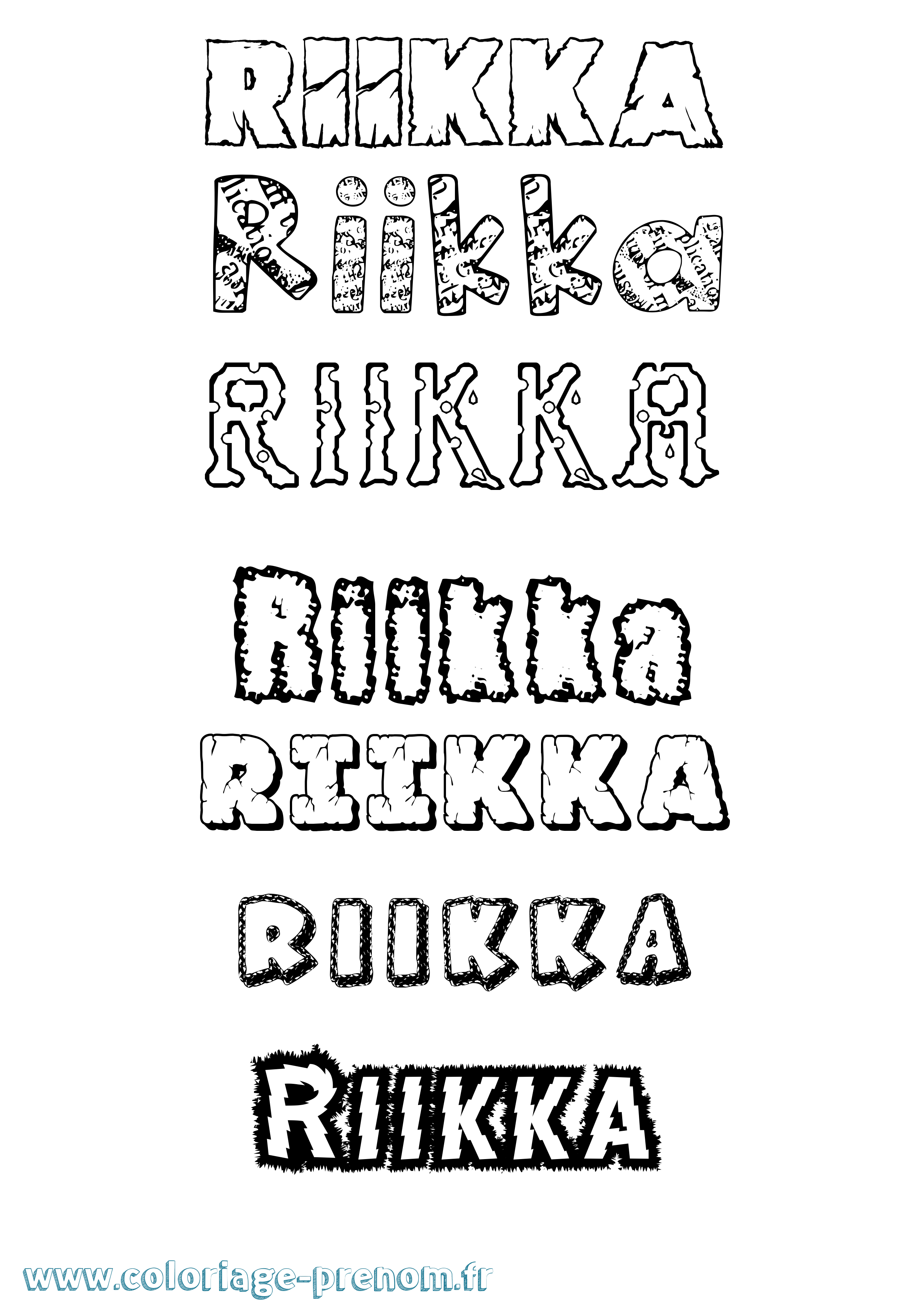 Coloriage Riikka Destructuré Coloriage prénom Riikka Destructuré