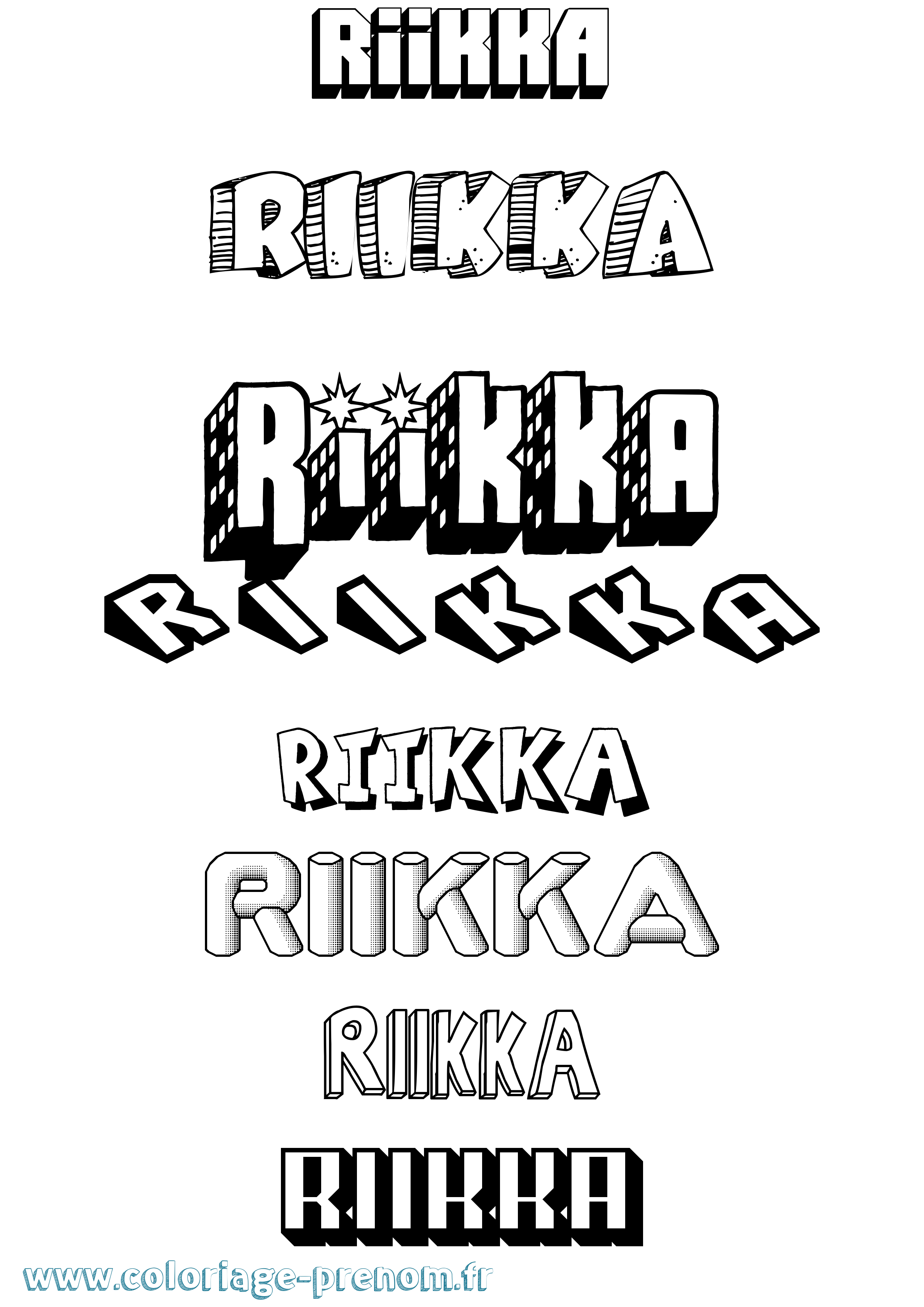Coloriage Riikka Effet 3D Coloriage prénom Riikka Effet 3D