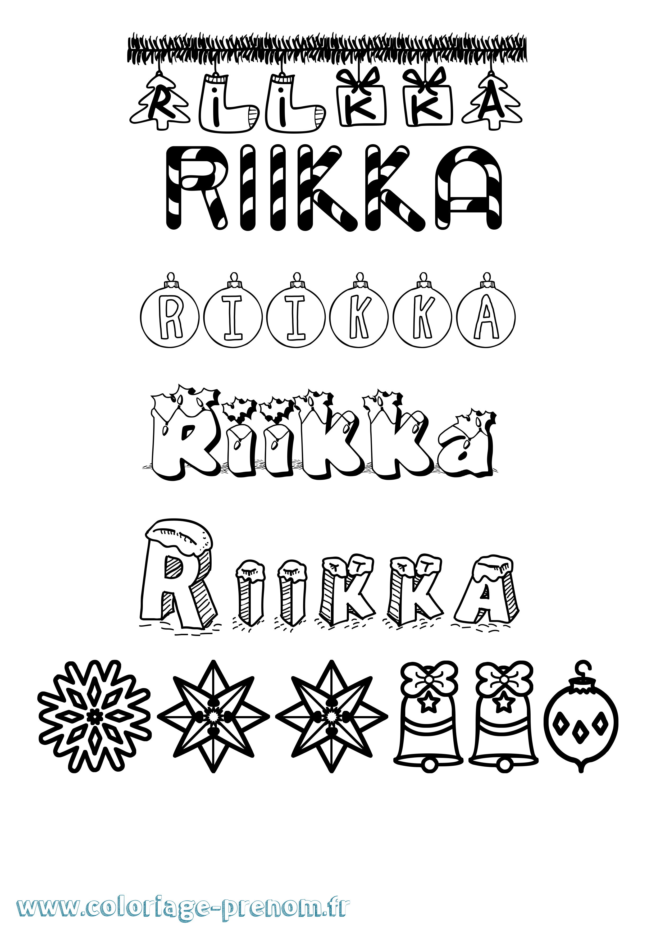 Coloriage Riikka Noël Coloriage prénom Riikka Noël