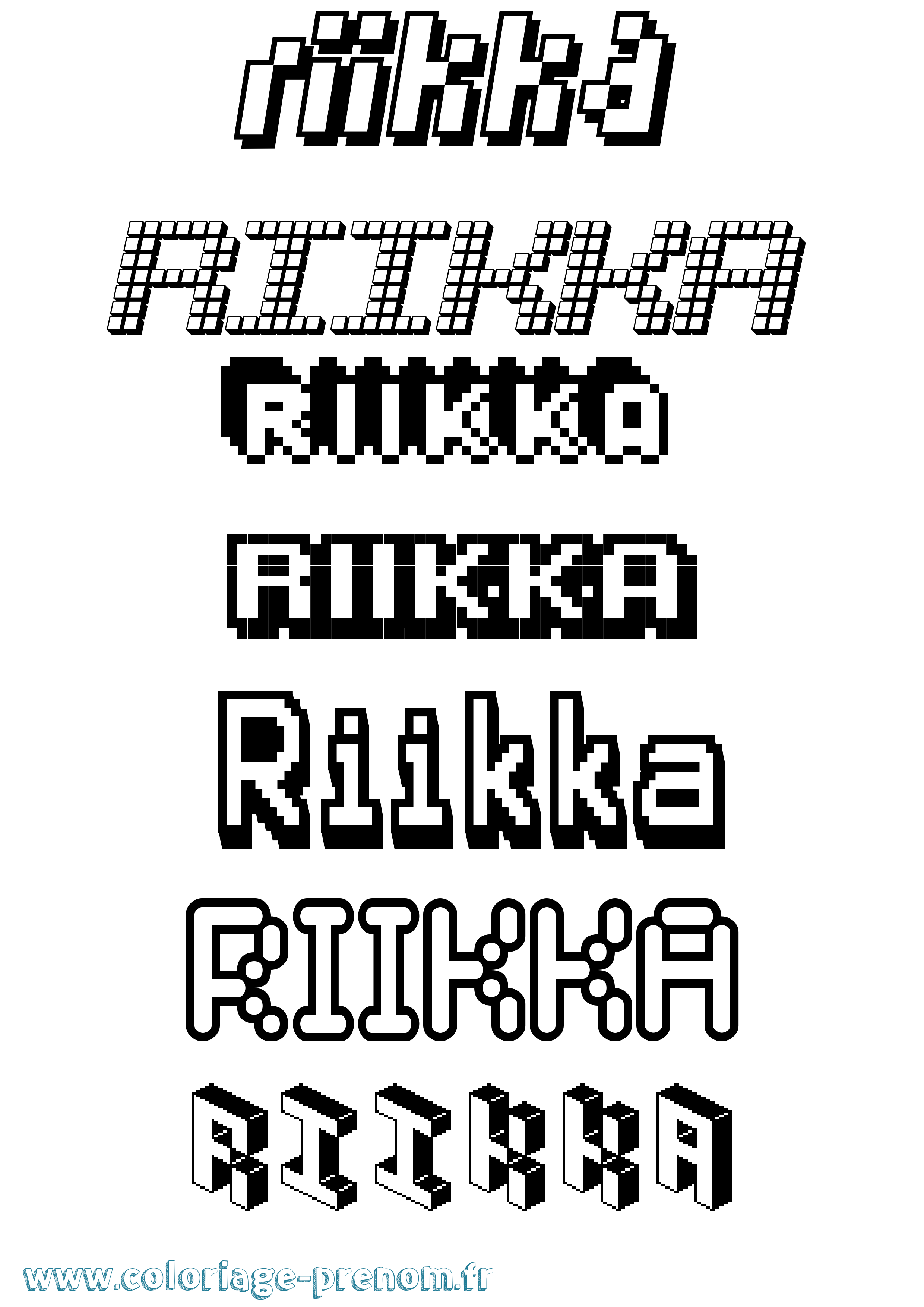 Coloriage Riikka Pixel Coloriage prénom Riikka Pixel