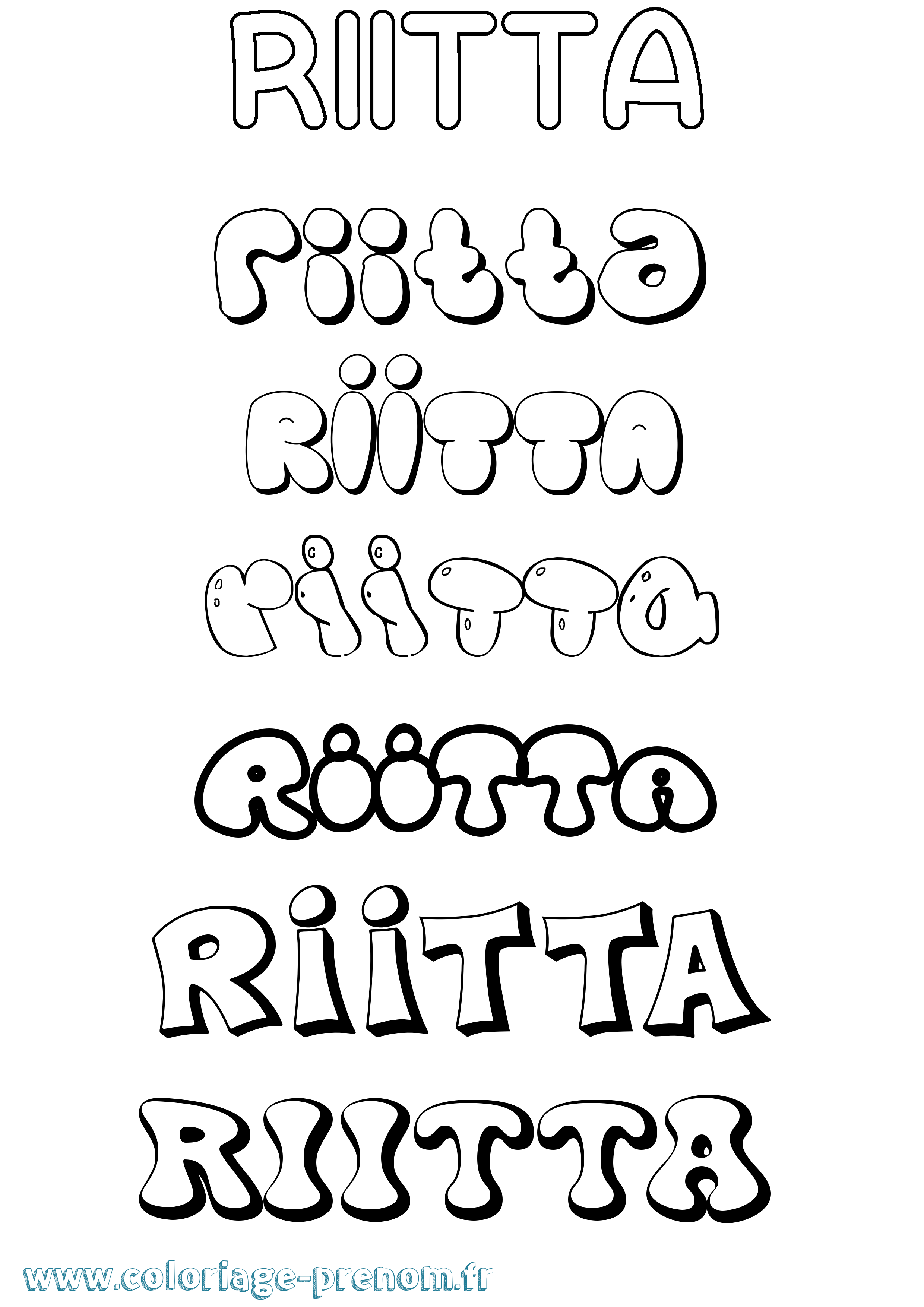 Coloriage Riitta Bubble Coloriage prénom Riitta Bubble