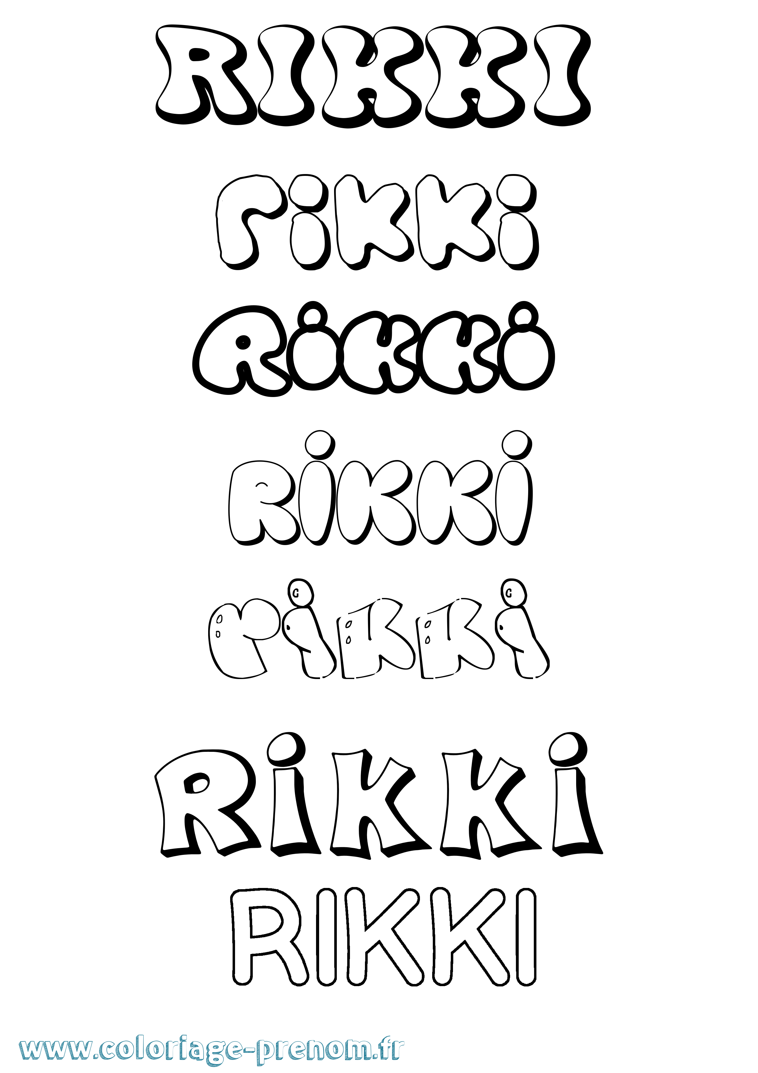 Coloriage Rikki Bubble Coloriage prénom Rikki Bubble