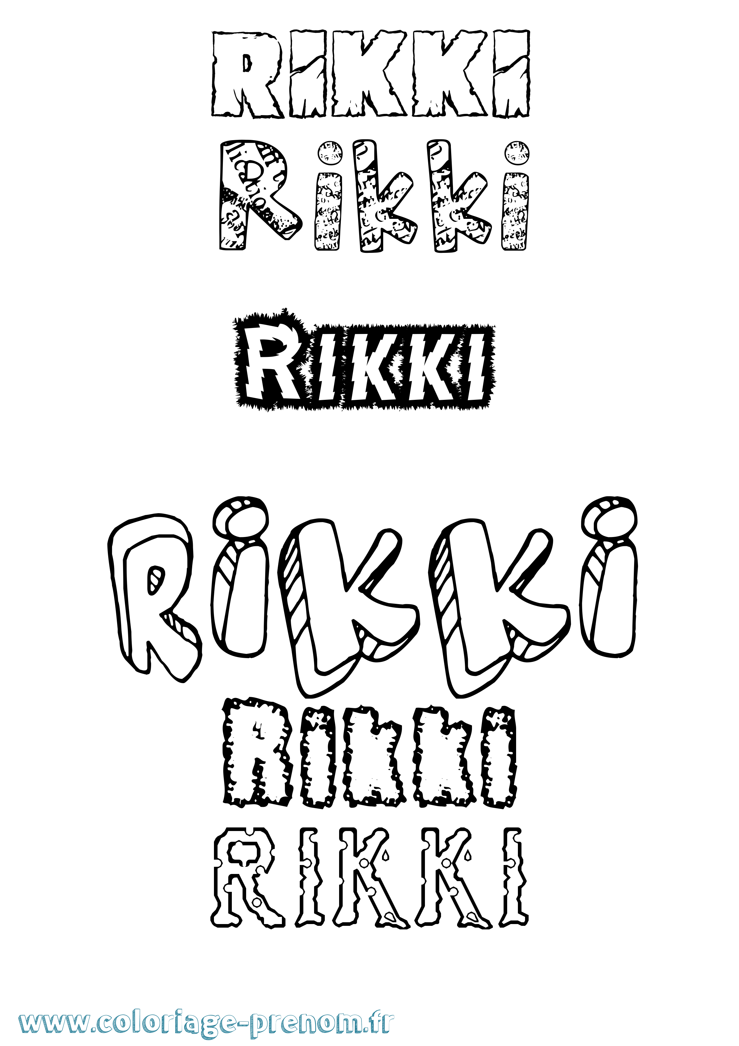 Coloriage Rikki Destructuré Coloriage prénom Rikki Destructuré