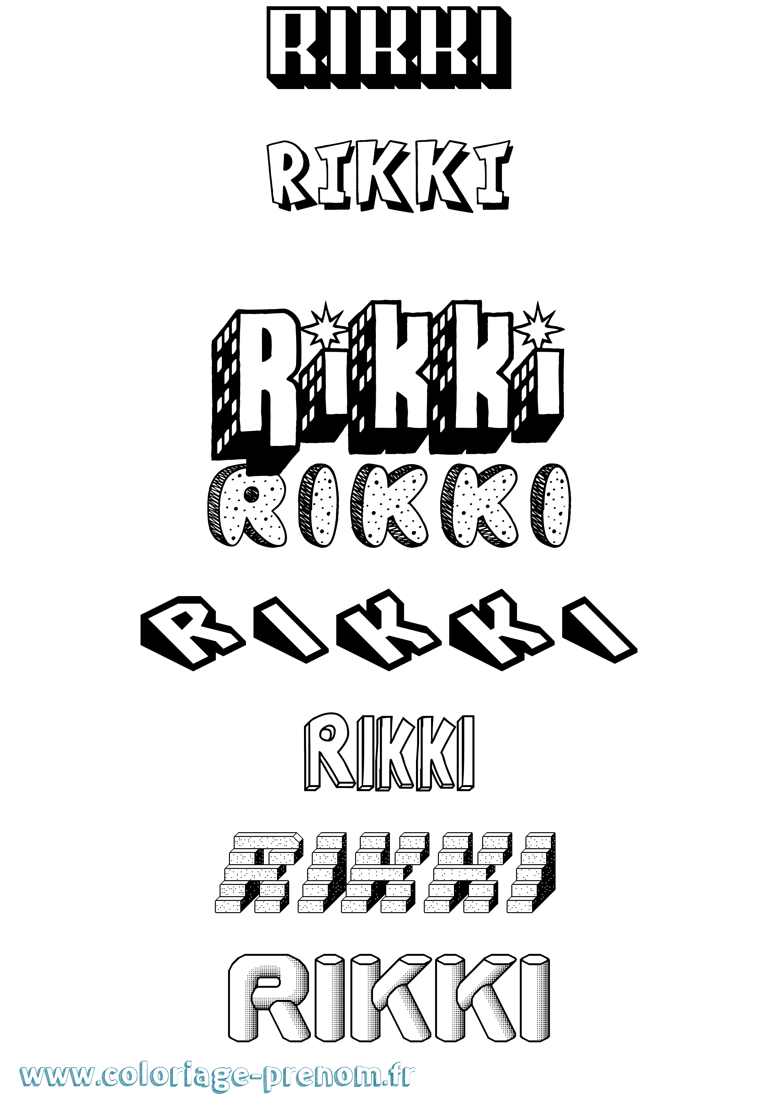 Coloriage Rikki Effet 3D Coloriage prénom Rikki Effet 3D