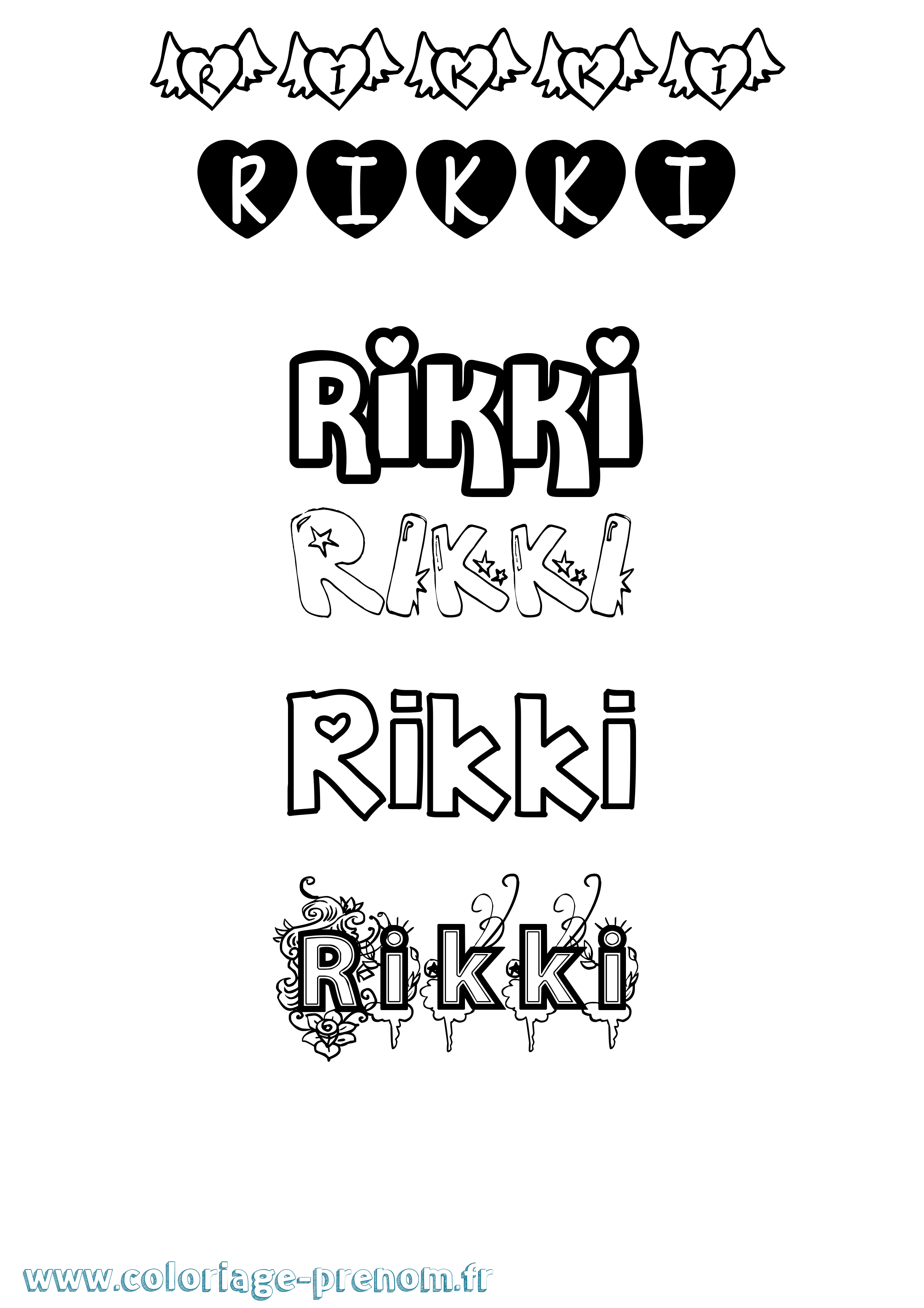 Coloriage Rikki Girly Coloriage prénom Rikki Girly