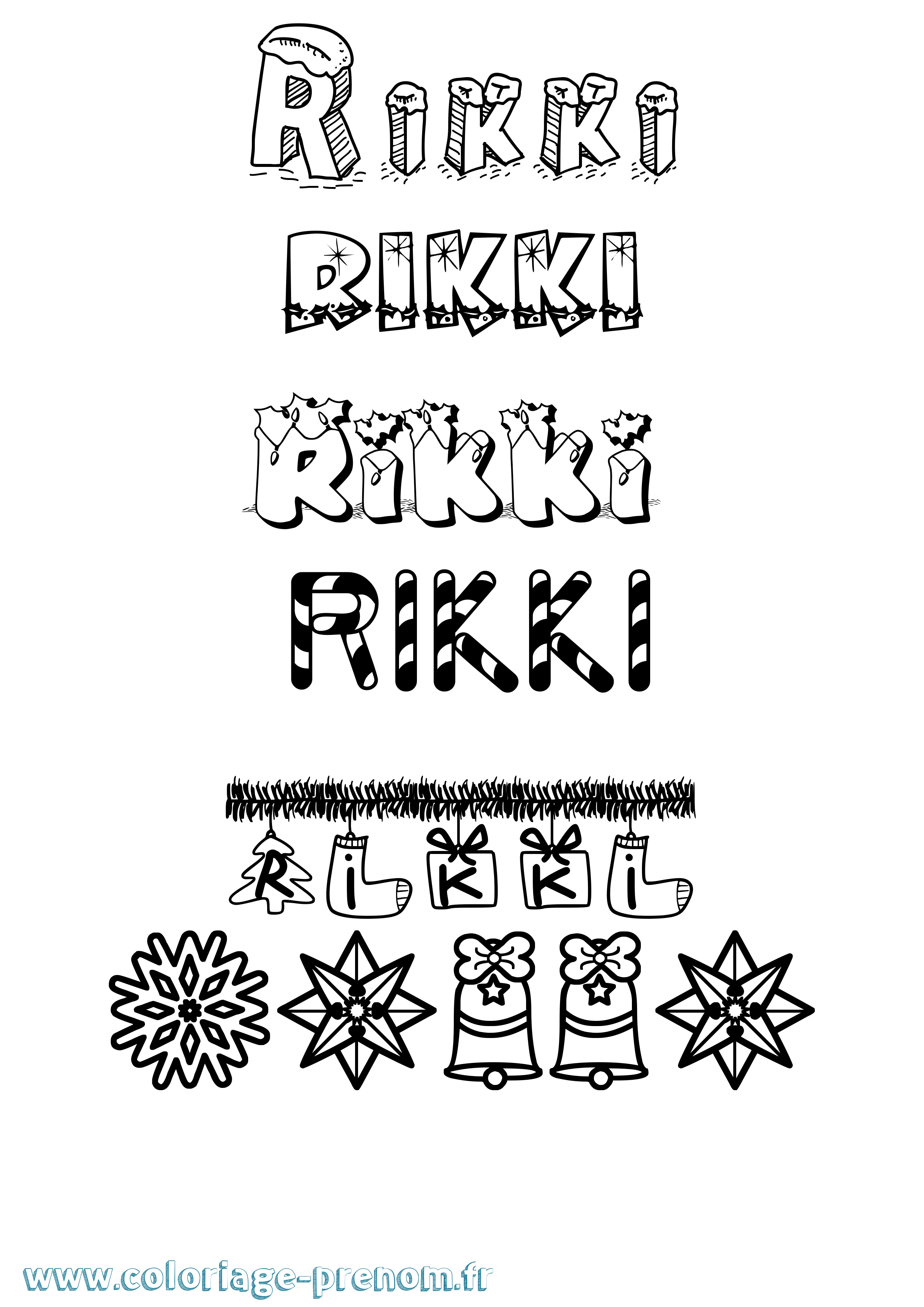 Coloriage Rikki Noël Coloriage prénom Rikki Noël