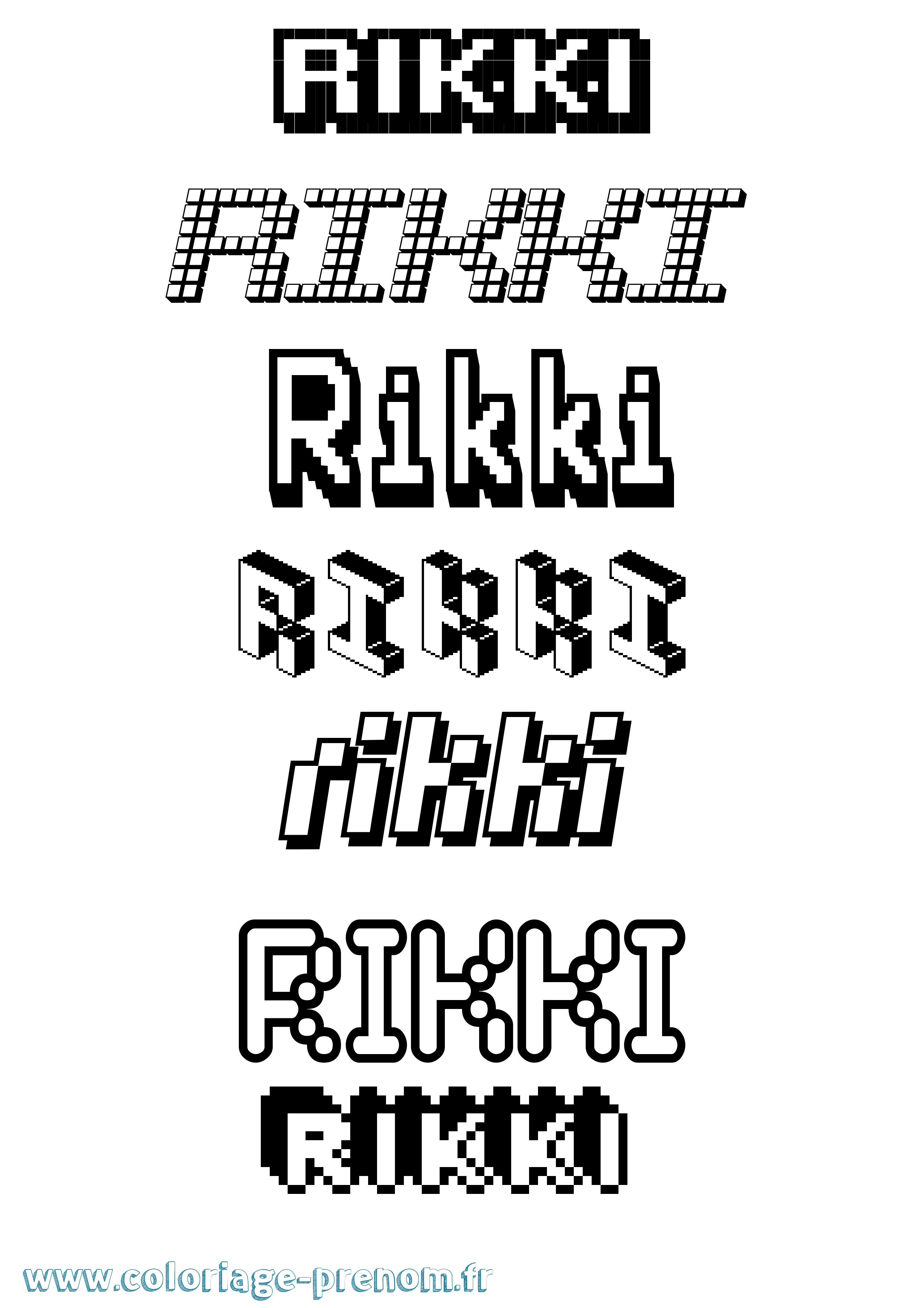Coloriage Rikki Pixel Coloriage prénom Rikki Pixel