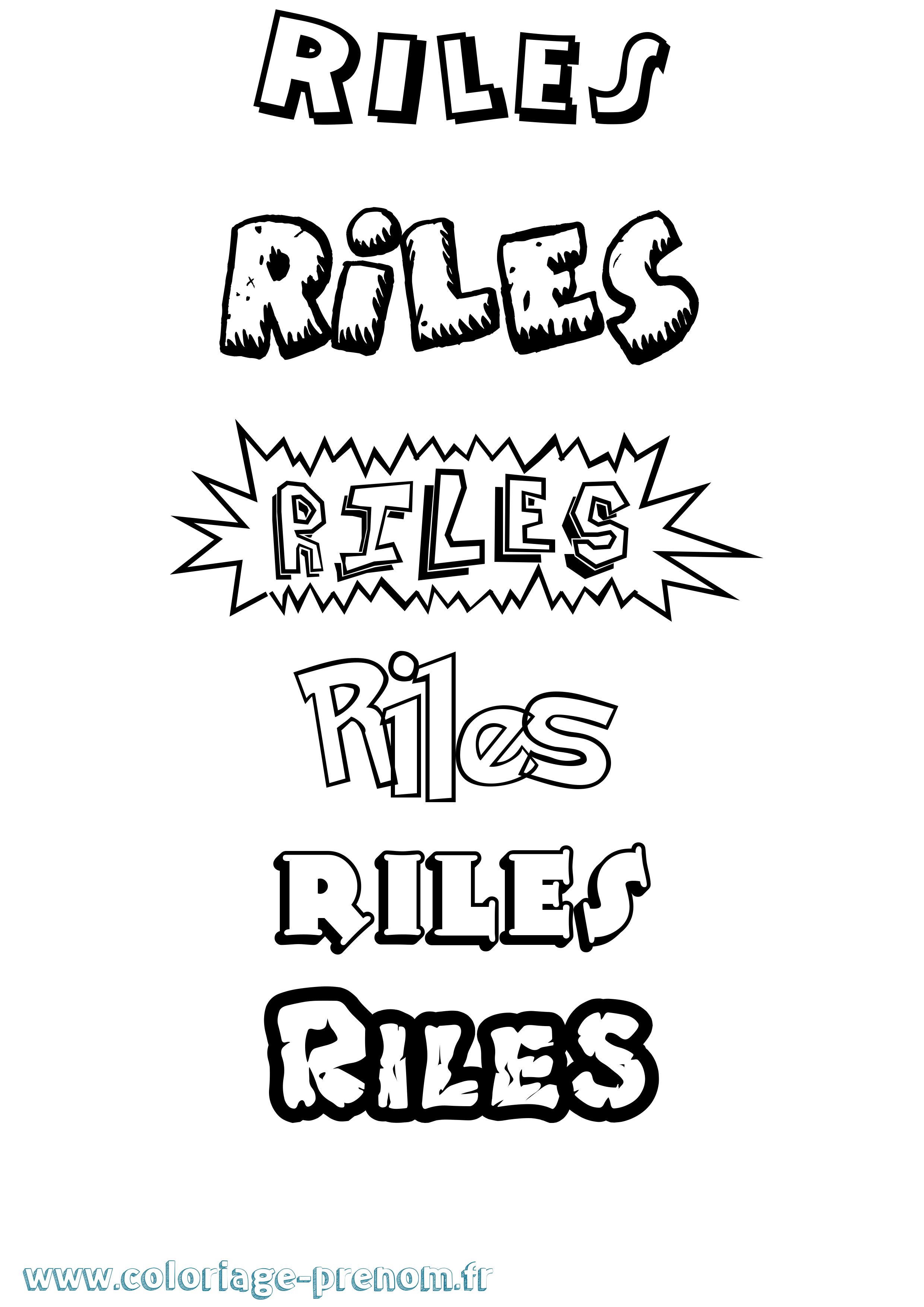 Coloriage Riles Dessin Animé Coloriage prénom Riles Dessin Animé