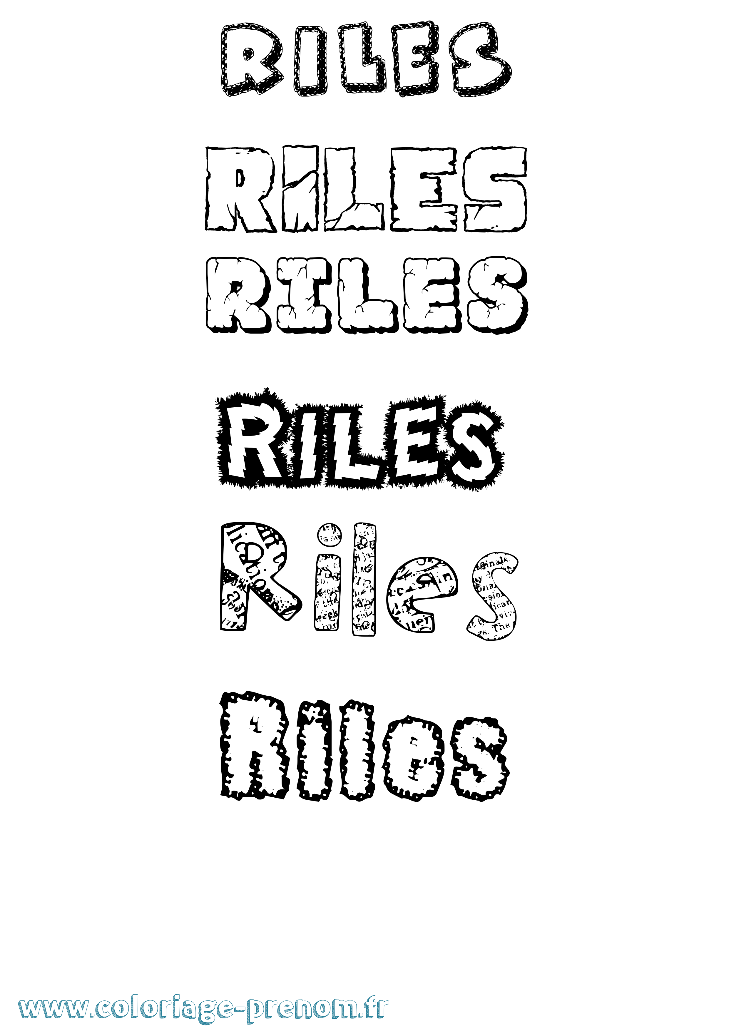 Coloriage Riles Destructuré Coloriage prénom Riles Destructuré