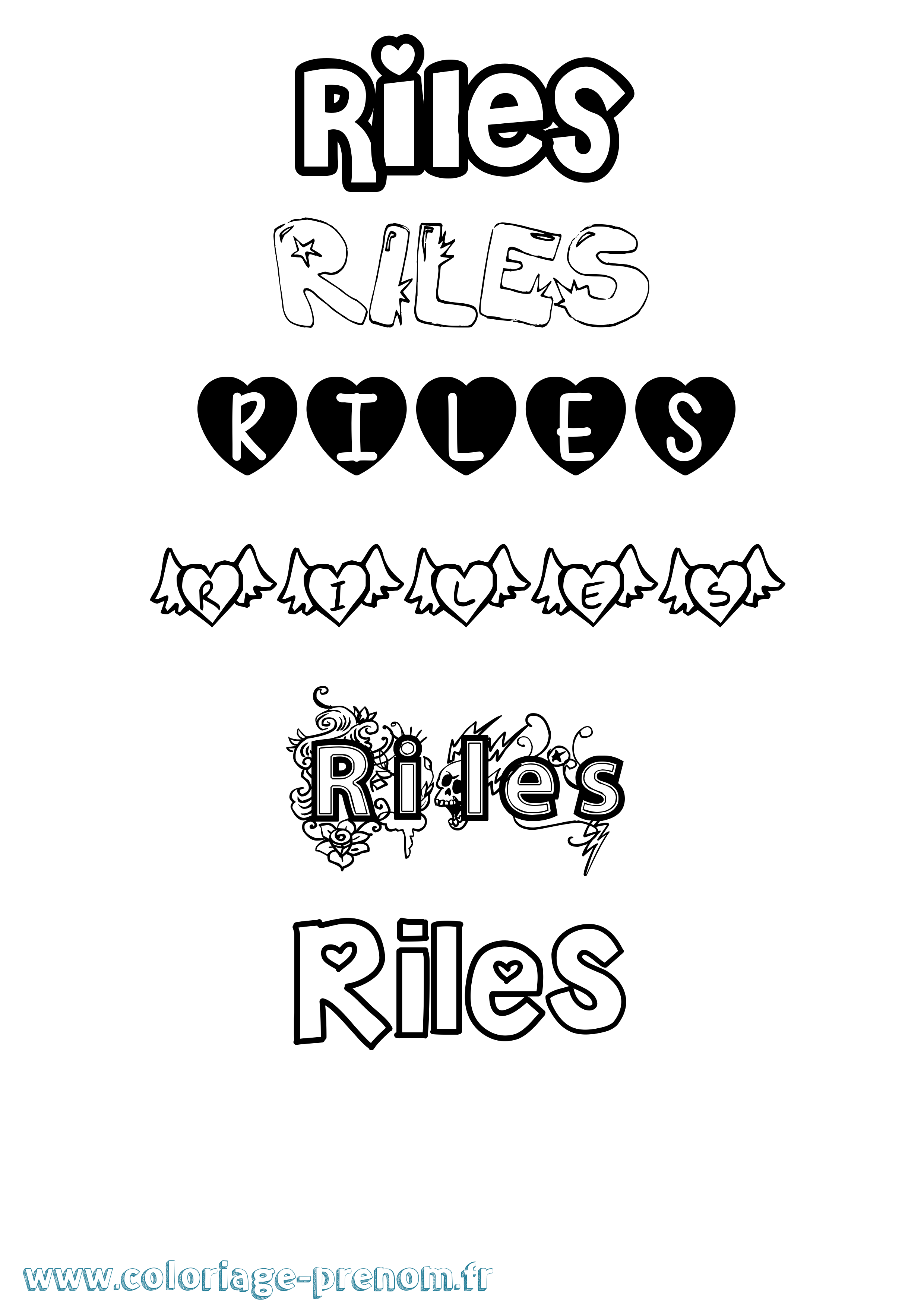 Coloriage Riles Girly Coloriage prénom Riles Girly