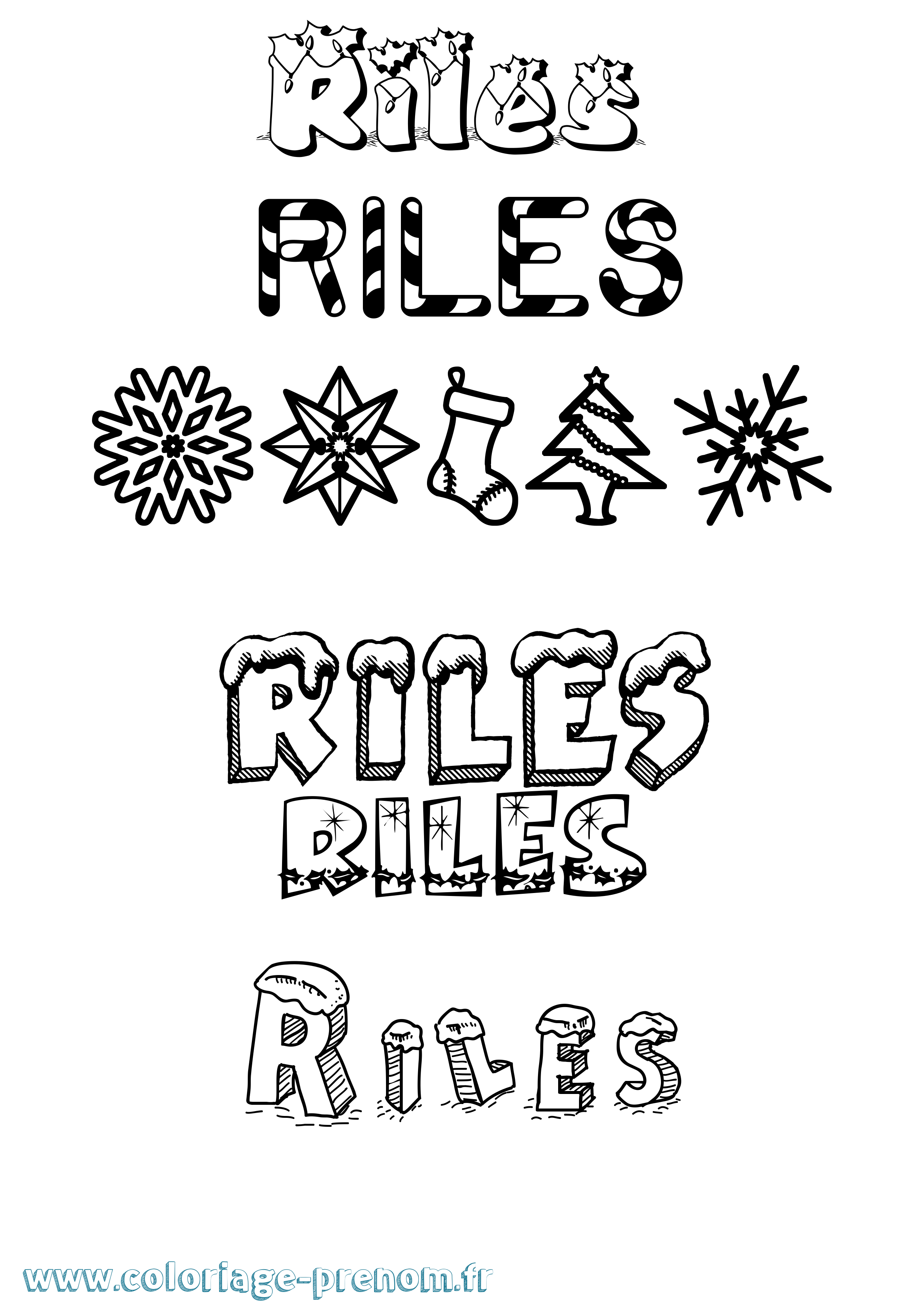 Coloriage Riles Noël Coloriage prénom Riles Noël