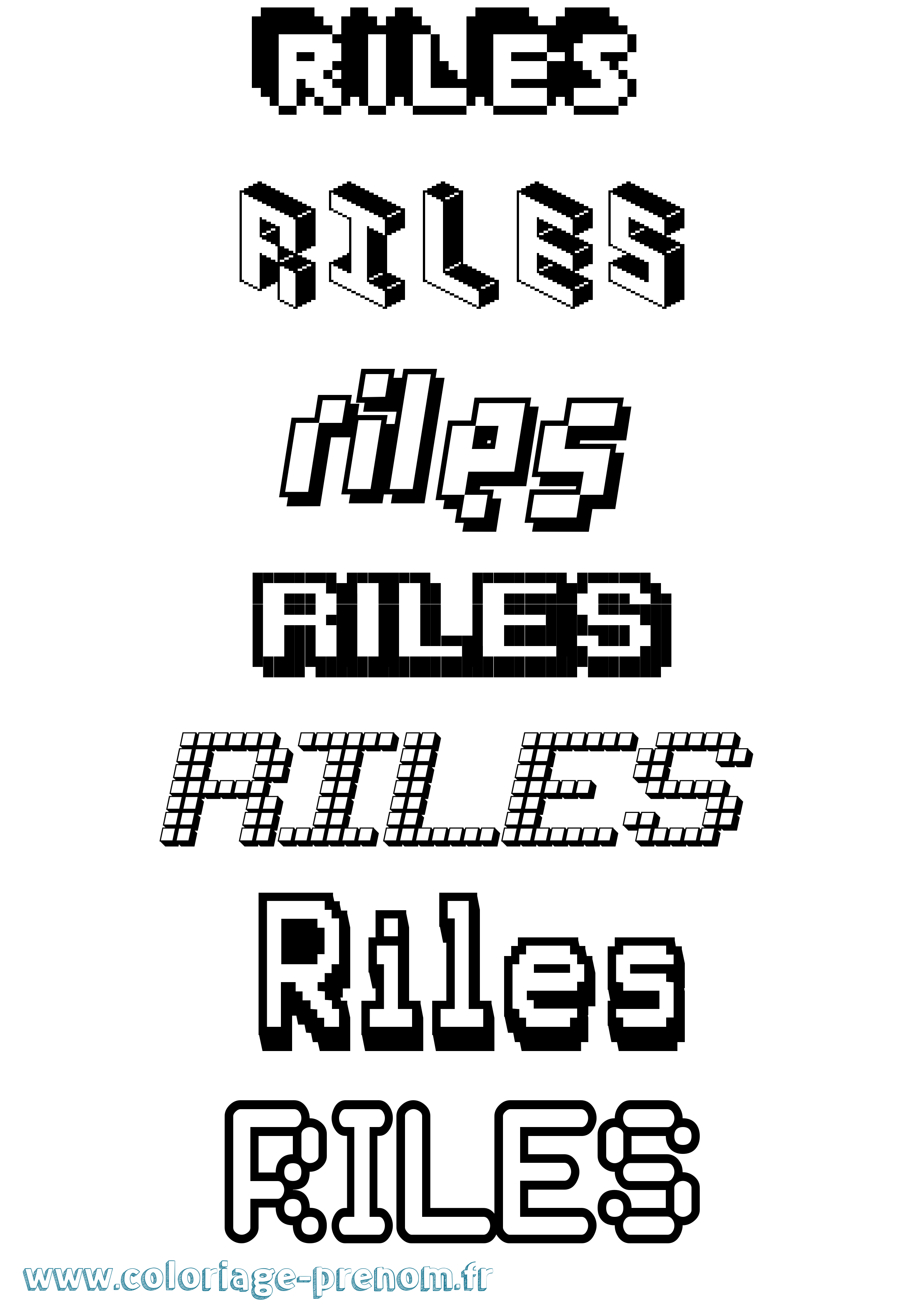 Coloriage Riles Pixel Coloriage prénom Riles Pixel