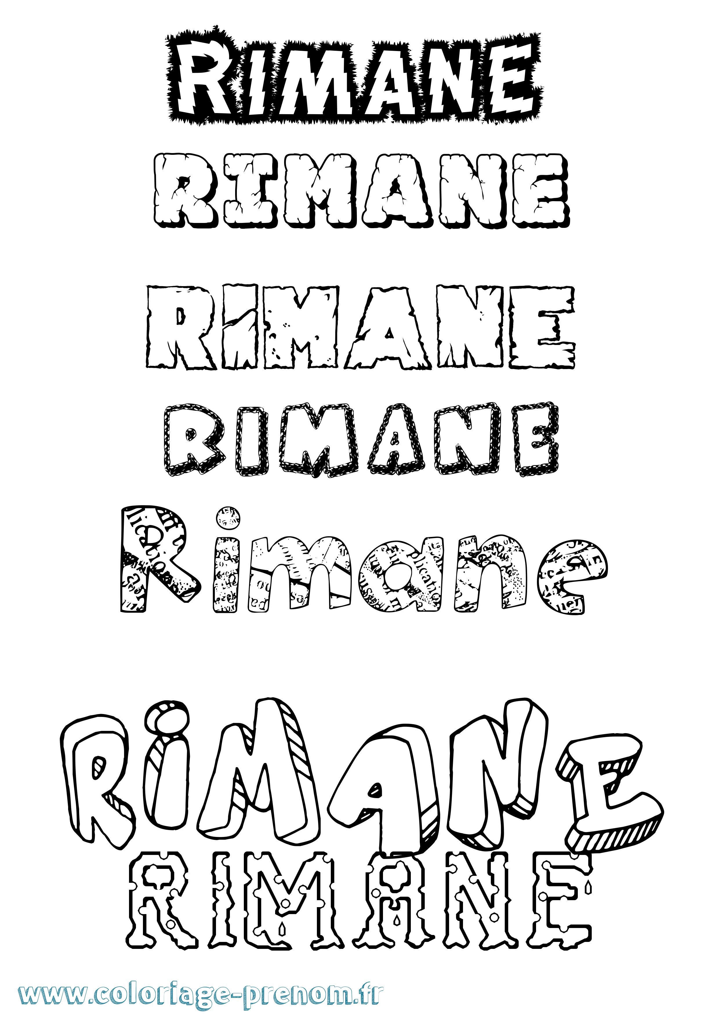 Coloriage Rimane Destructuré Coloriage prénom Rimane Destructuré