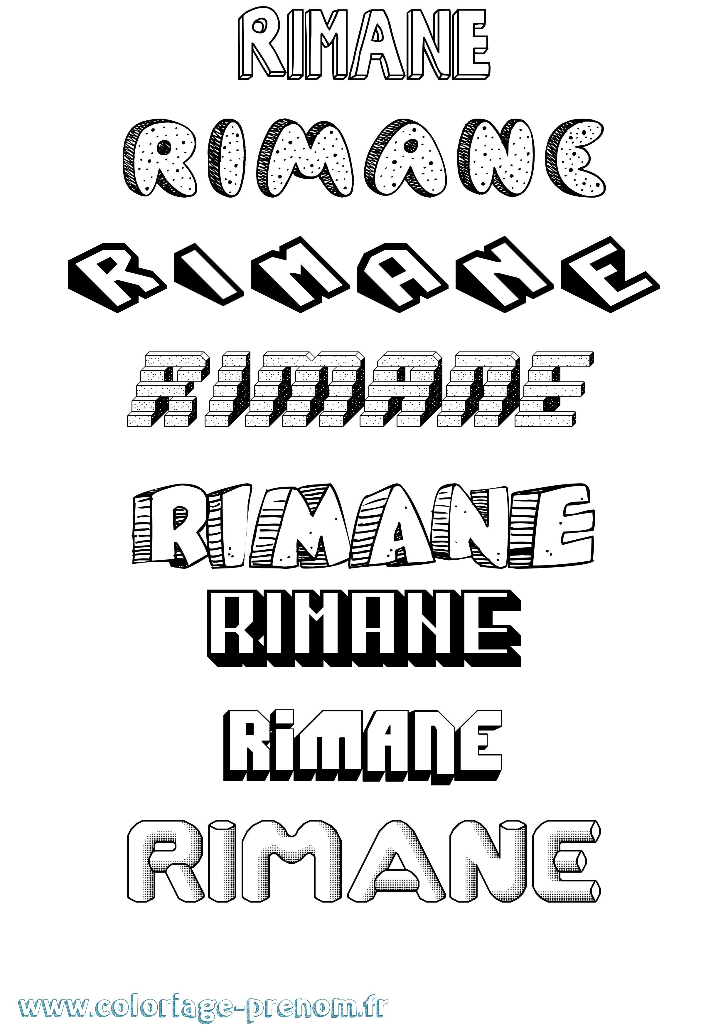 Coloriage Rimane Effet 3D Coloriage prénom Rimane Effet 3D