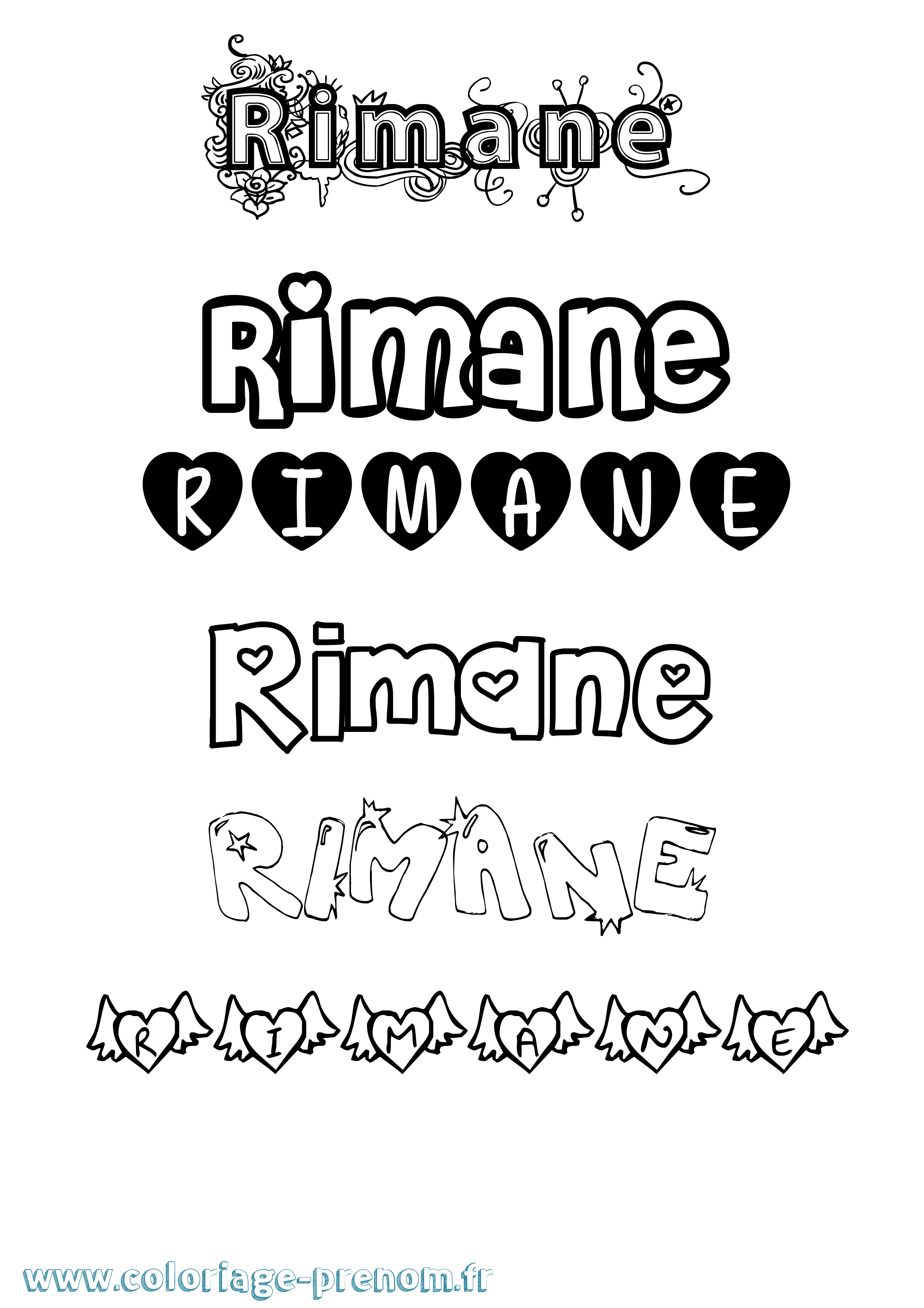 Coloriage Rimane Girly Coloriage prénom Rimane Girly