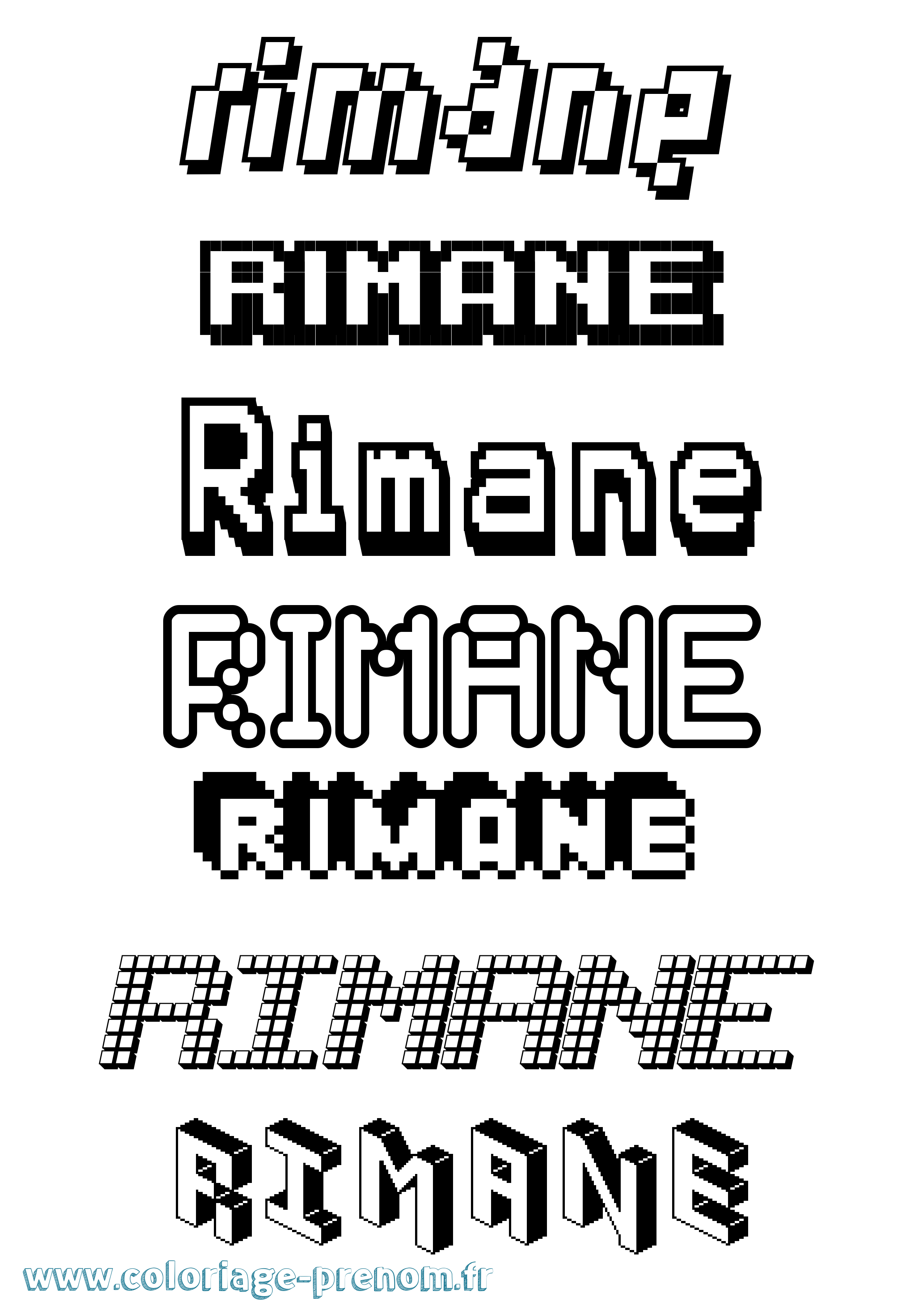Coloriage Rimane Pixel Coloriage prénom Rimane Pixel